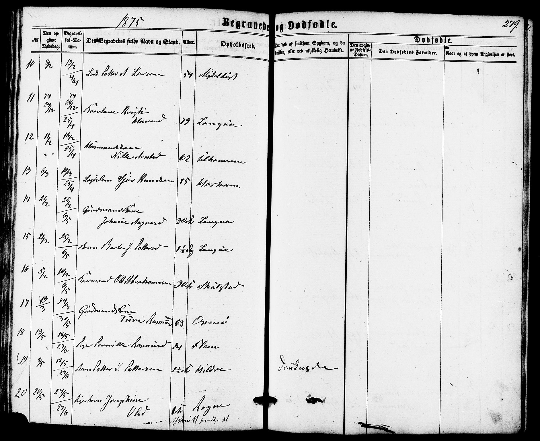 Ministerialprotokoller, klokkerbøker og fødselsregistre - Møre og Romsdal, SAT/A-1454/536/L0498: Parish register (official) no. 536A07, 1862-1875, p. 279