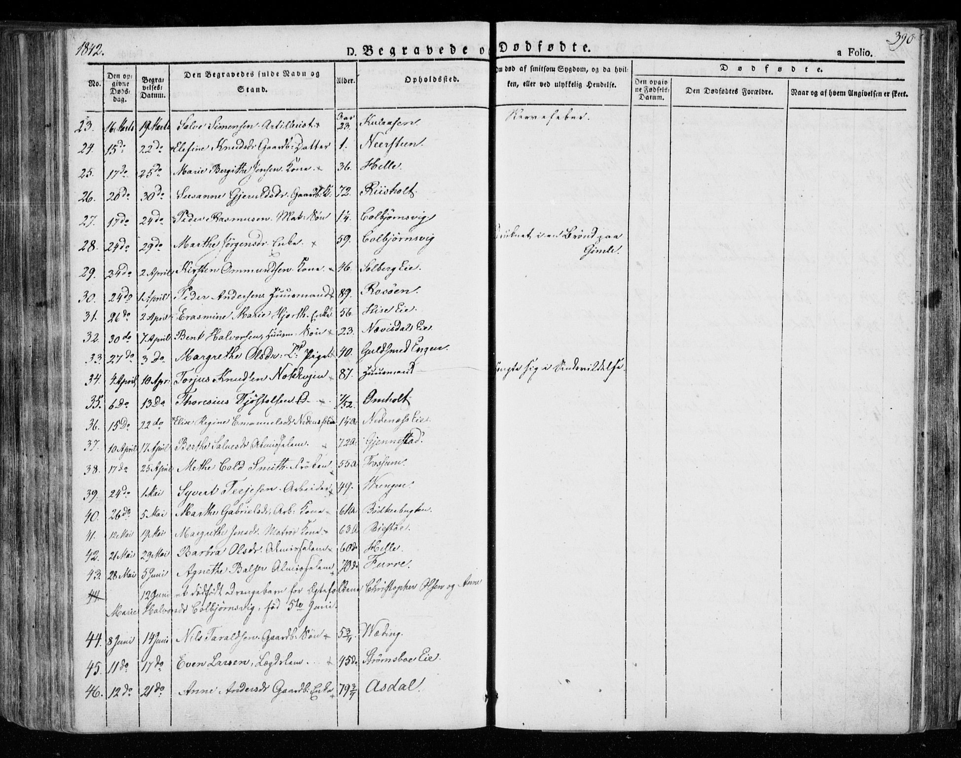 Øyestad sokneprestkontor, AV/SAK-1111-0049/F/Fa/L0013: Parish register (official) no. A 13, 1827-1842, p. 390