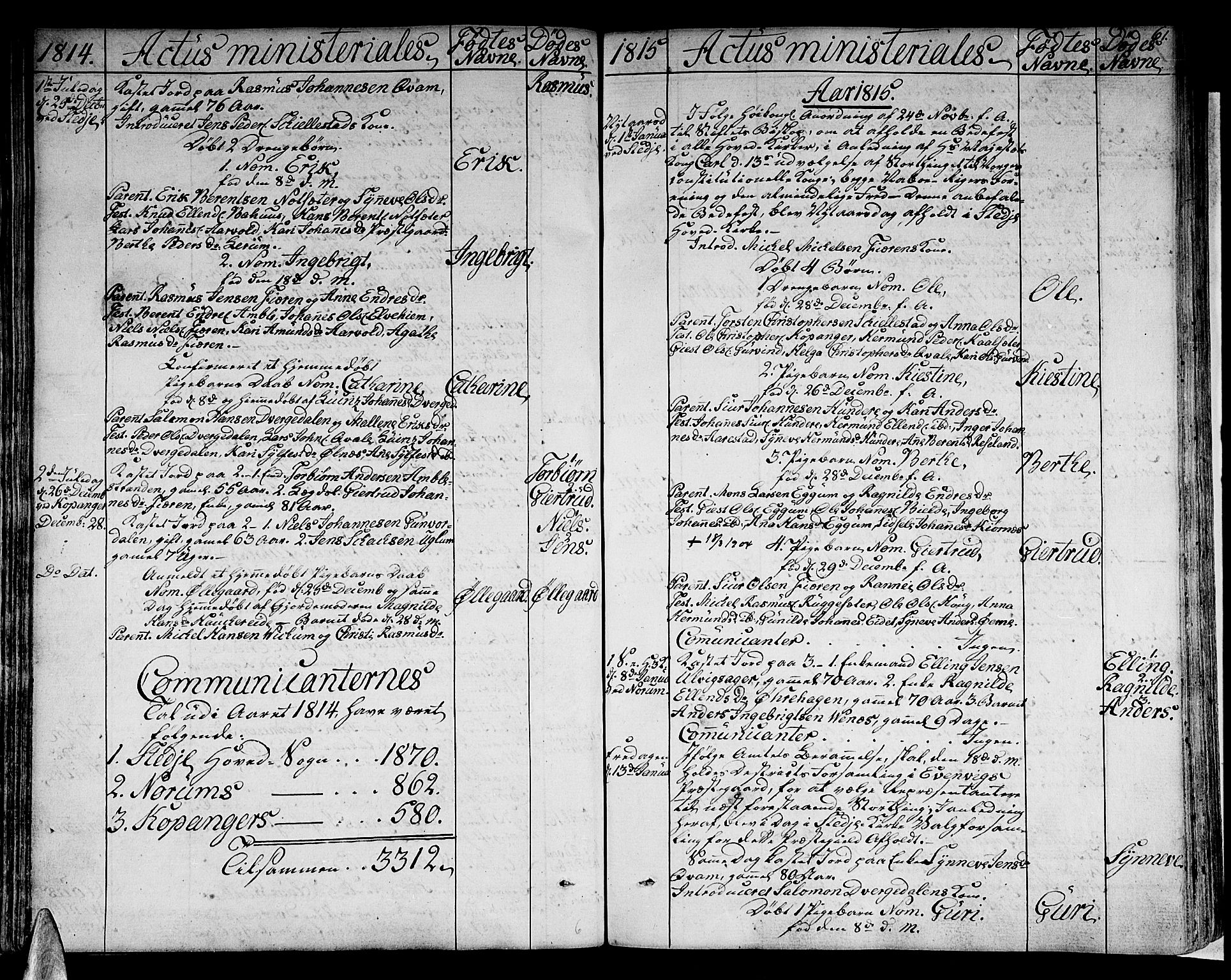 Sogndal sokneprestembete, AV/SAB-A-81301/H/Haa/Haaa/L0009: Parish register (official) no. A 9, 1809-1821, p. 61