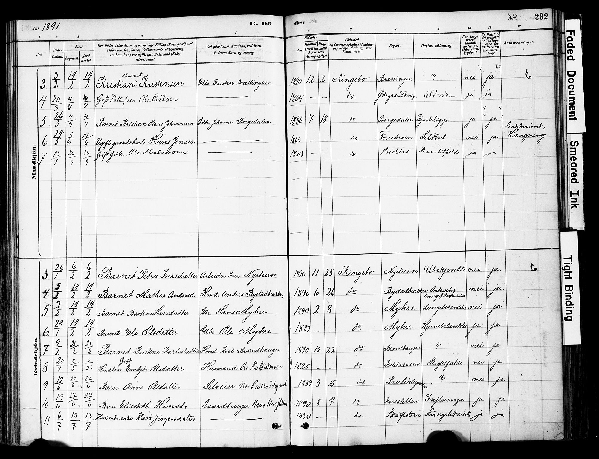 Ringebu prestekontor, AV/SAH-PREST-082/H/Ha/Haa/L0008: Parish register (official) no. 8, 1878-1898, p. 232