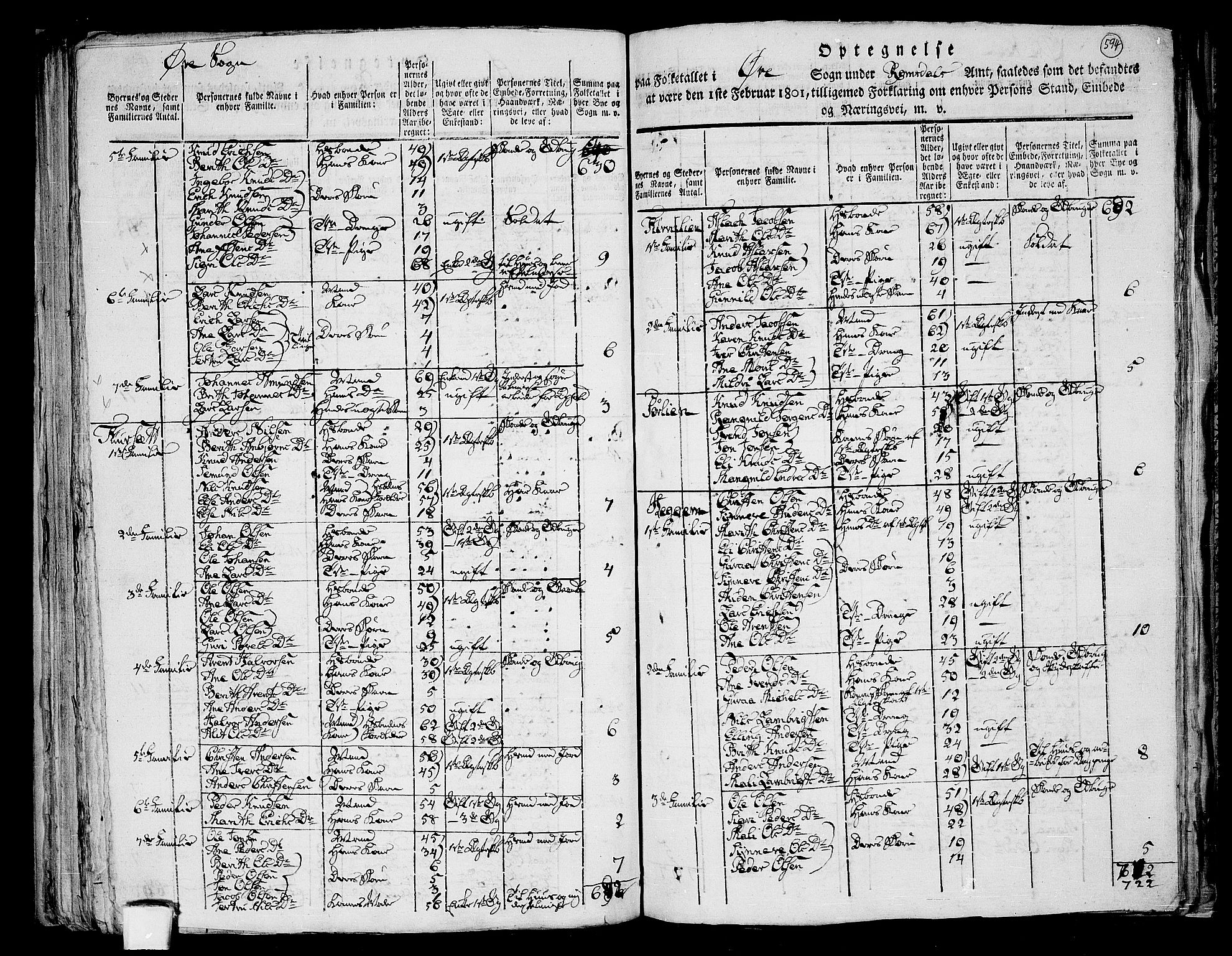 RA, 1801 census for 1560P Tingvoll, 1801, p. 593b-594a