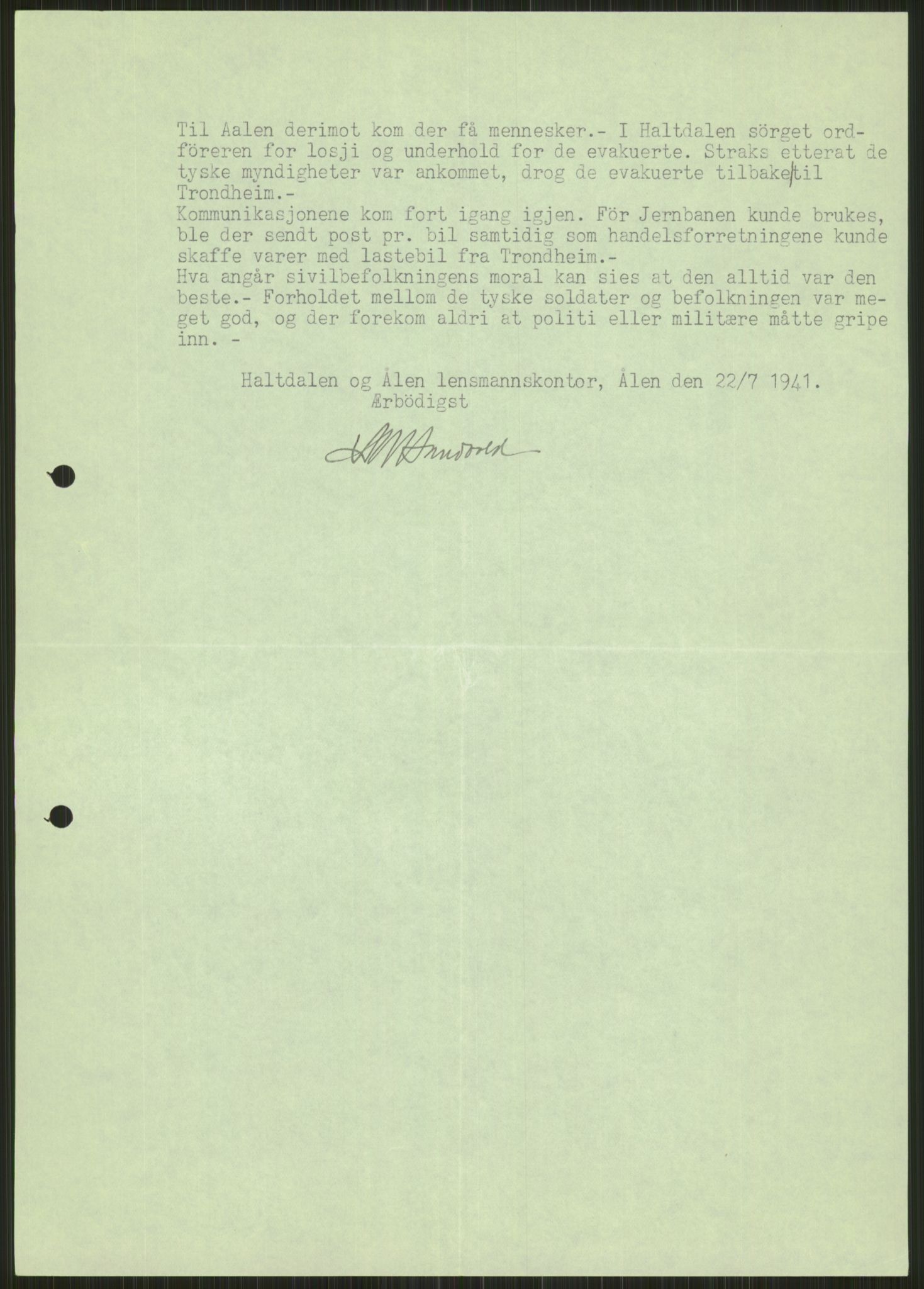 Forsvaret, Forsvarets krigshistoriske avdeling, AV/RA-RAFA-2017/Y/Ya/L0016: II-C-11-31 - Fylkesmenn.  Rapporter om krigsbegivenhetene 1940., 1940, p. 114