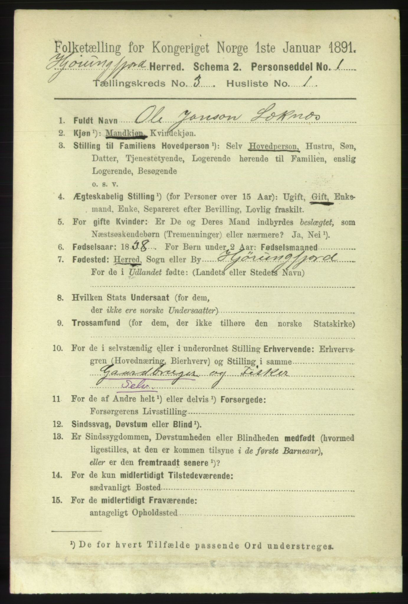 RA, 1891 census for 1522 Hjørundfjord, 1891, p. 463