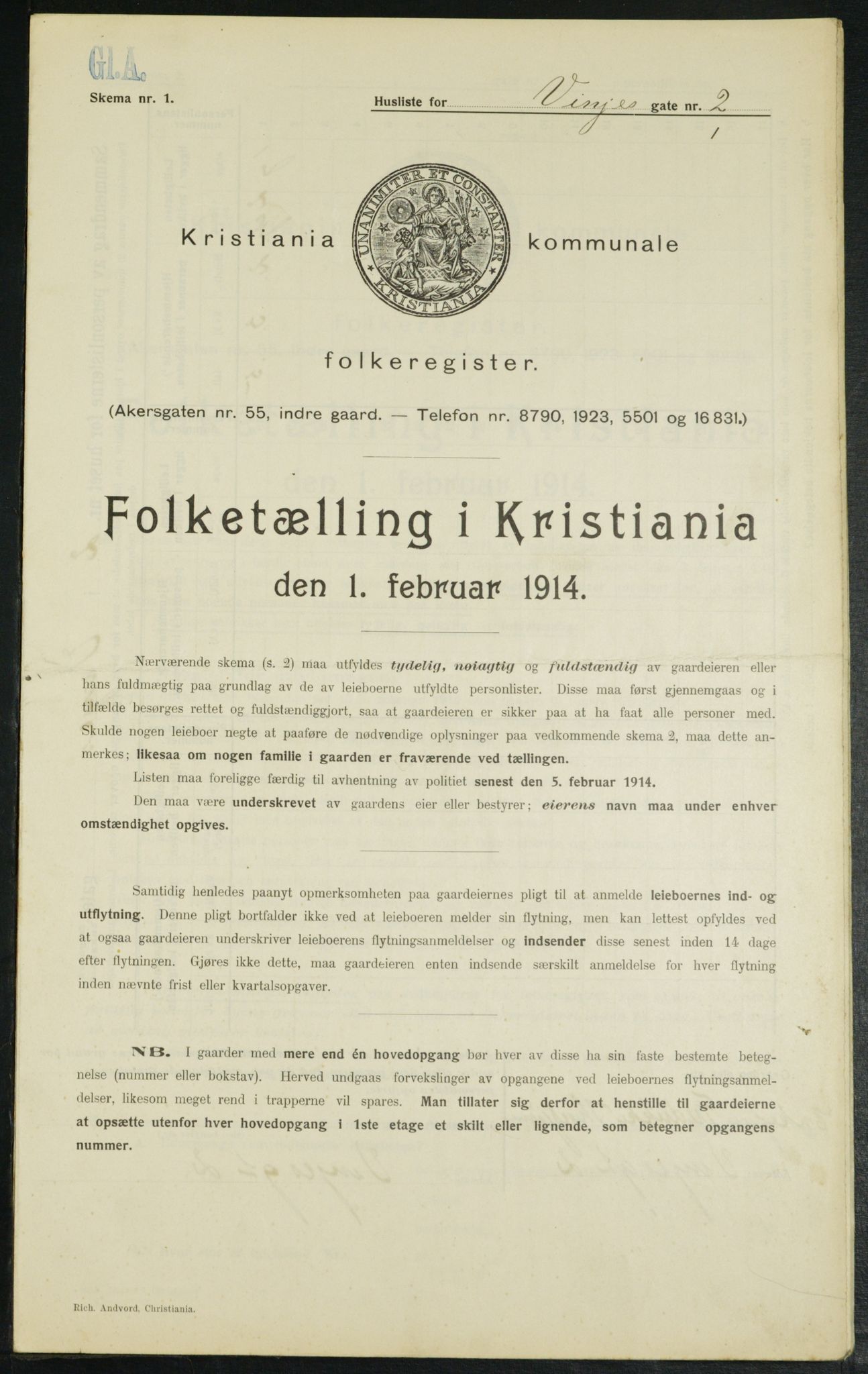 OBA, Municipal Census 1914 for Kristiania, 1914, p. 124745