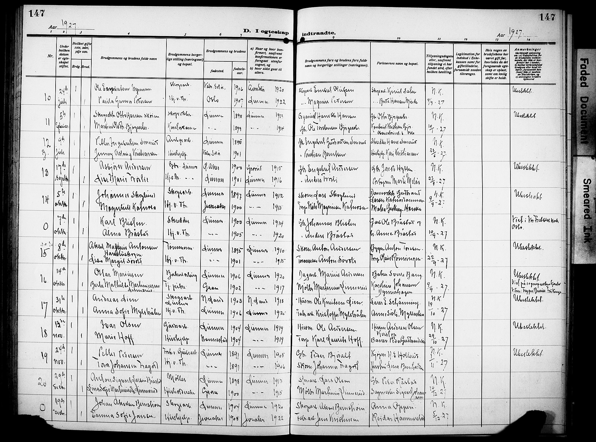 Lunner prestekontor, SAH/PREST-118/H/Ha/Hab/L0002: Parish register (copy) no. 2, 1923-1933, p. 147