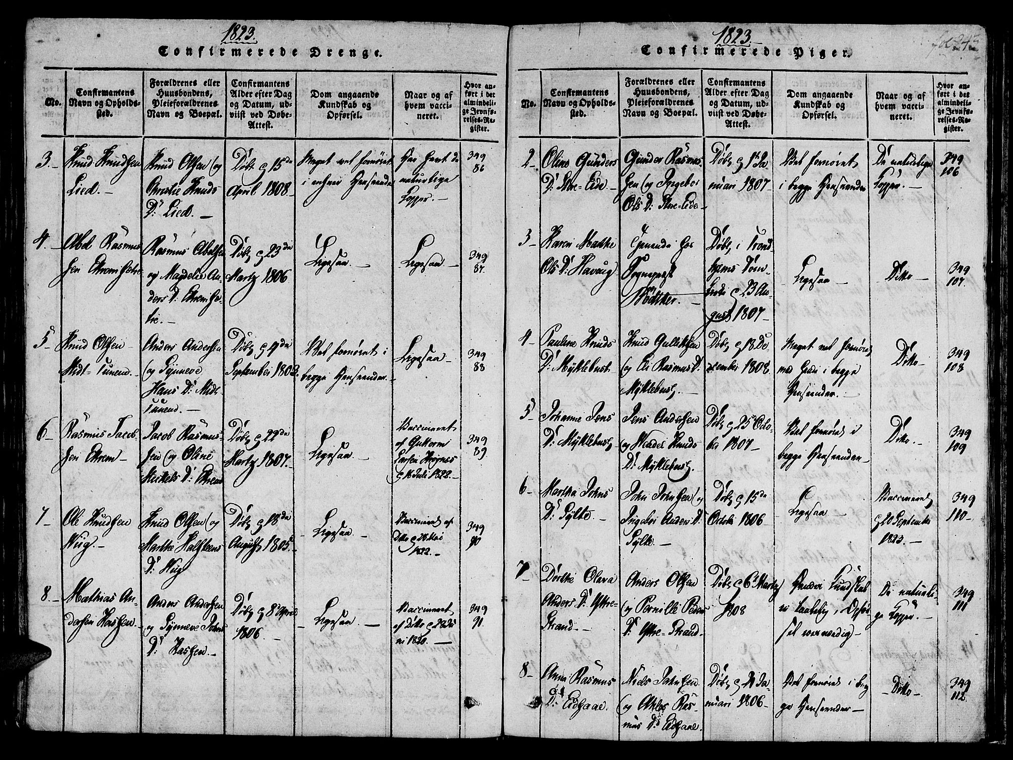 Ministerialprotokoller, klokkerbøker og fødselsregistre - Møre og Romsdal, AV/SAT-A-1454/501/L0004: Parish register (official) no. 501A04, 1816-1831, p. 243