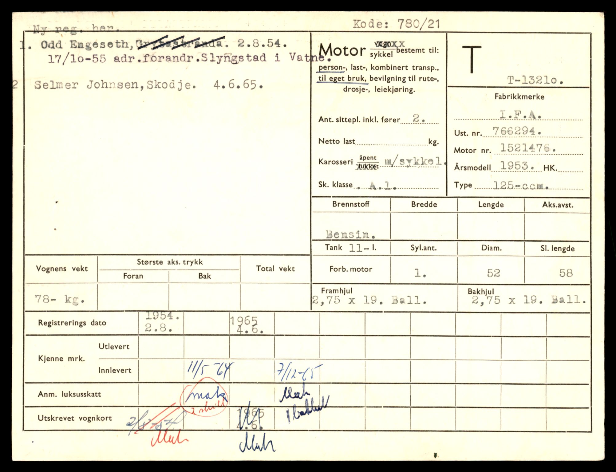 Møre og Romsdal vegkontor - Ålesund trafikkstasjon, AV/SAT-A-4099/F/Fe/L0038: Registreringskort for kjøretøy T 13180 - T 13360, 1927-1998, p. 489
