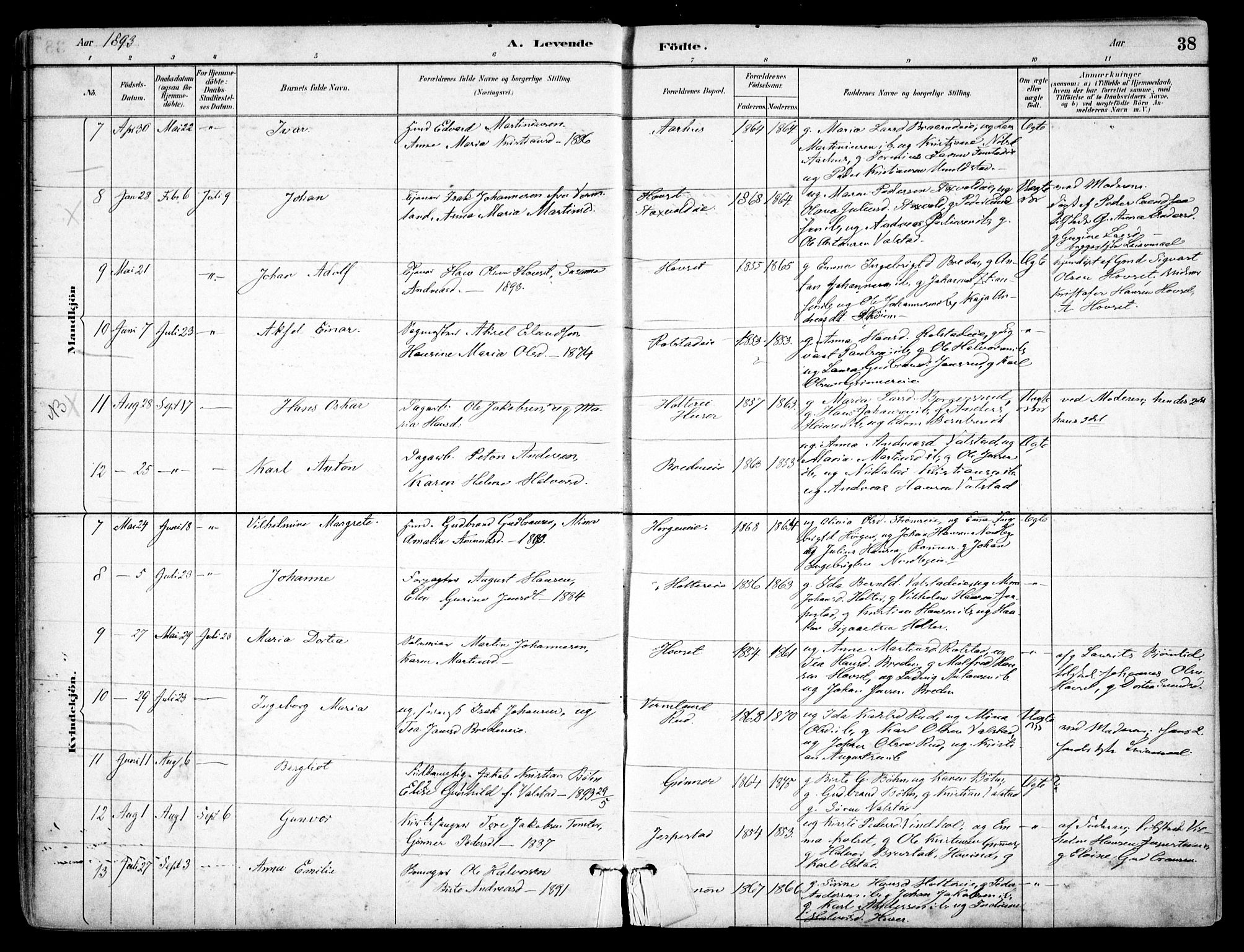 Nes prestekontor Kirkebøker, AV/SAO-A-10410/F/Fb/L0002: Parish register (official) no. II 2, 1883-1918, p. 38