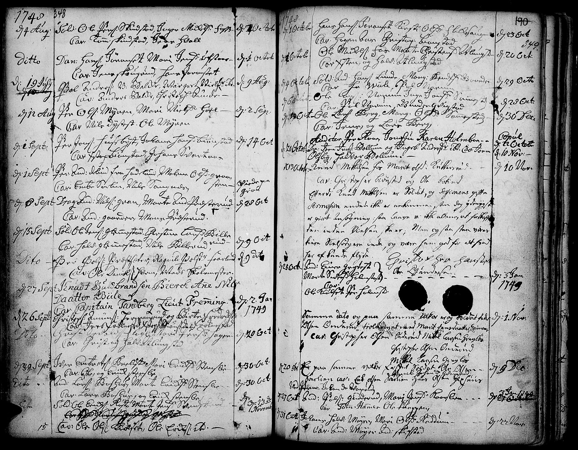 Toten prestekontor, SAH/PREST-102/H/Ha/Haa/L0003: Parish register (official) no. 3, 1734-1751, p. 348-349