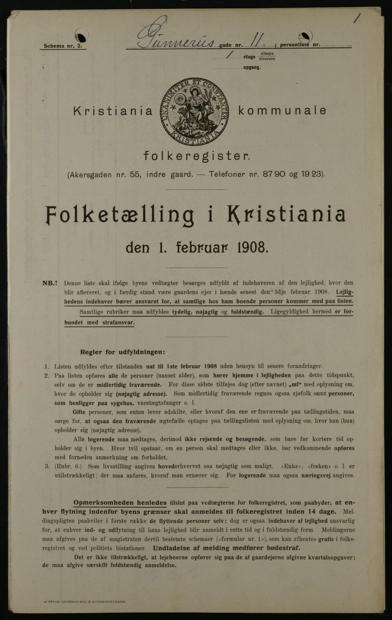 OBA, Municipal Census 1908 for Kristiania, 1908, p. 5178