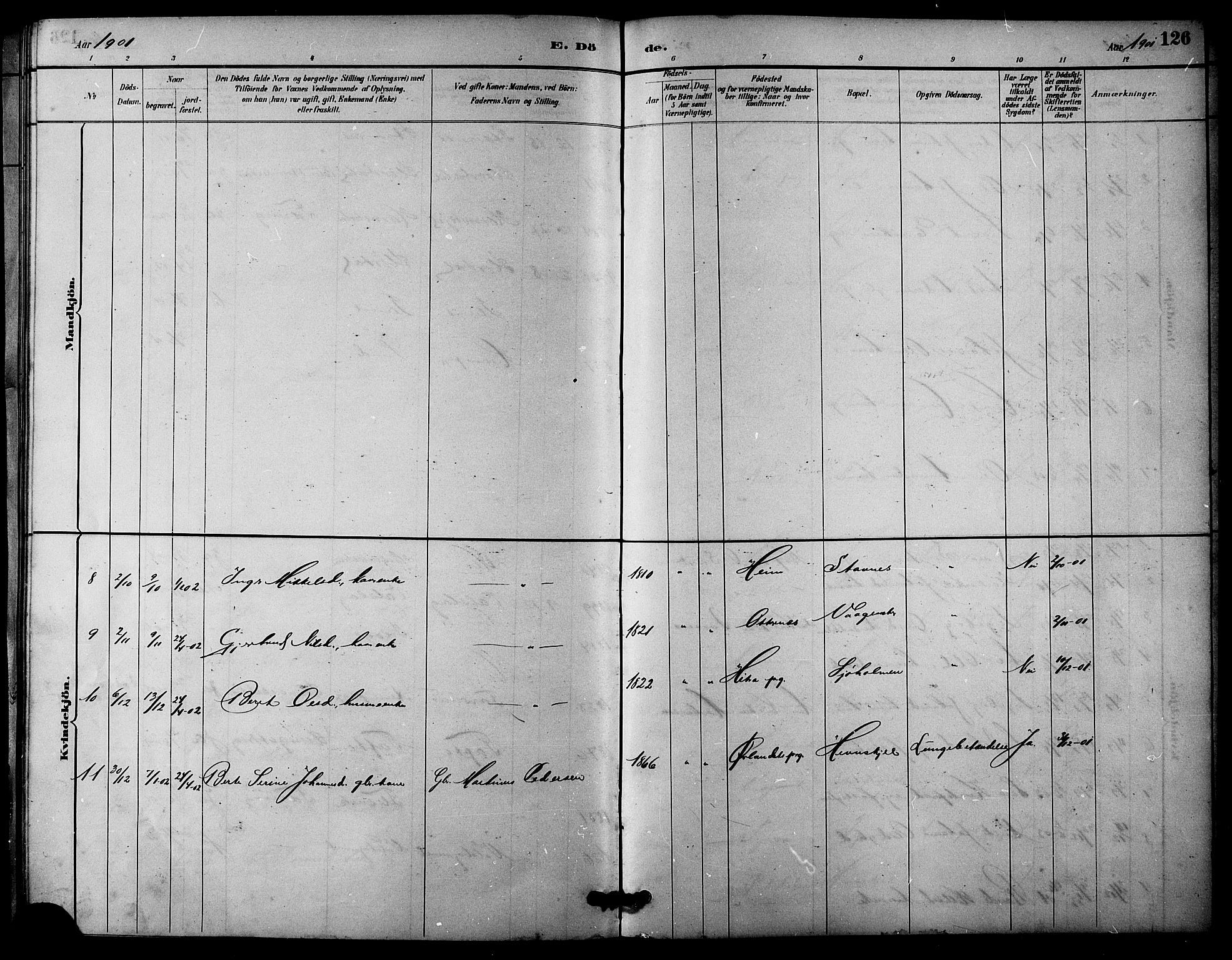 Ministerialprotokoller, klokkerbøker og fødselsregistre - Sør-Trøndelag, SAT/A-1456/633/L0519: Parish register (copy) no. 633C01, 1884-1905, p. 126