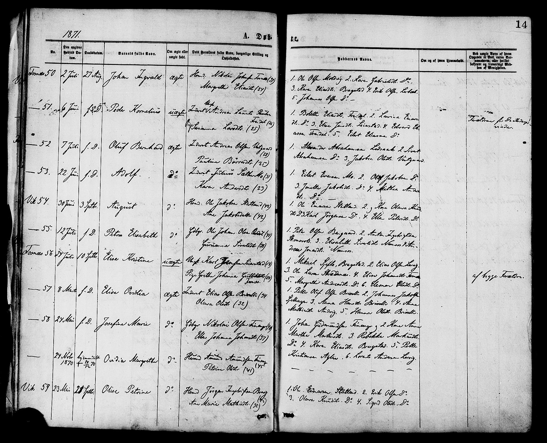 Ministerialprotokoller, klokkerbøker og fødselsregistre - Nord-Trøndelag, AV/SAT-A-1458/773/L0616: Parish register (official) no. 773A07, 1870-1887, p. 14