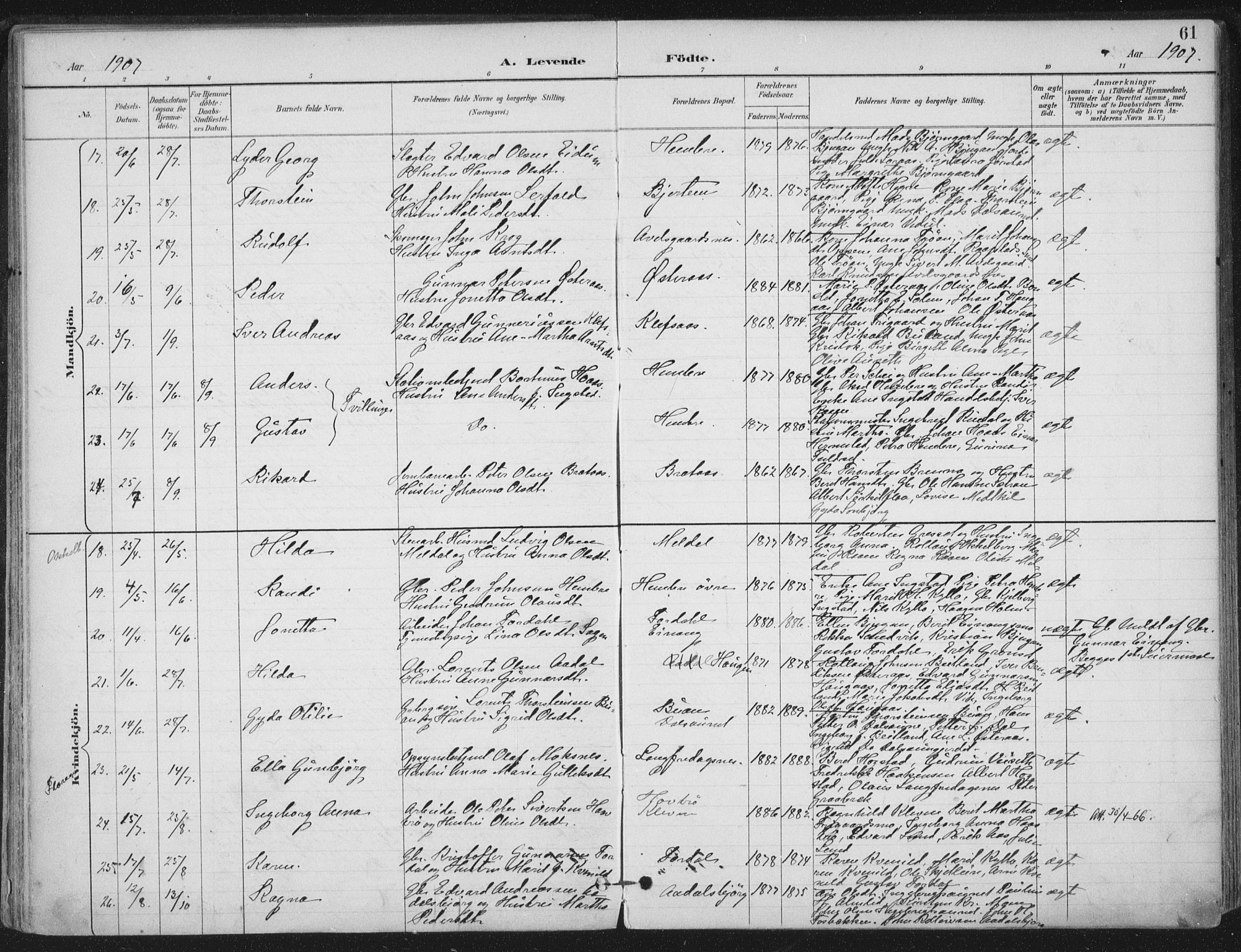 Ministerialprotokoller, klokkerbøker og fødselsregistre - Nord-Trøndelag, AV/SAT-A-1458/703/L0031: Parish register (official) no. 703A04, 1893-1914, p. 61