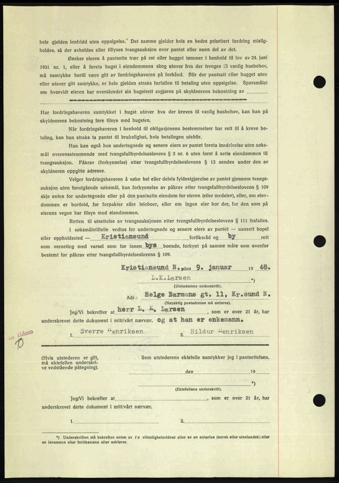 Kristiansund byfogd, AV/SAT-A-4587/A/27: Mortgage book no. 44, 1947-1948, Diary no: : 36/1948