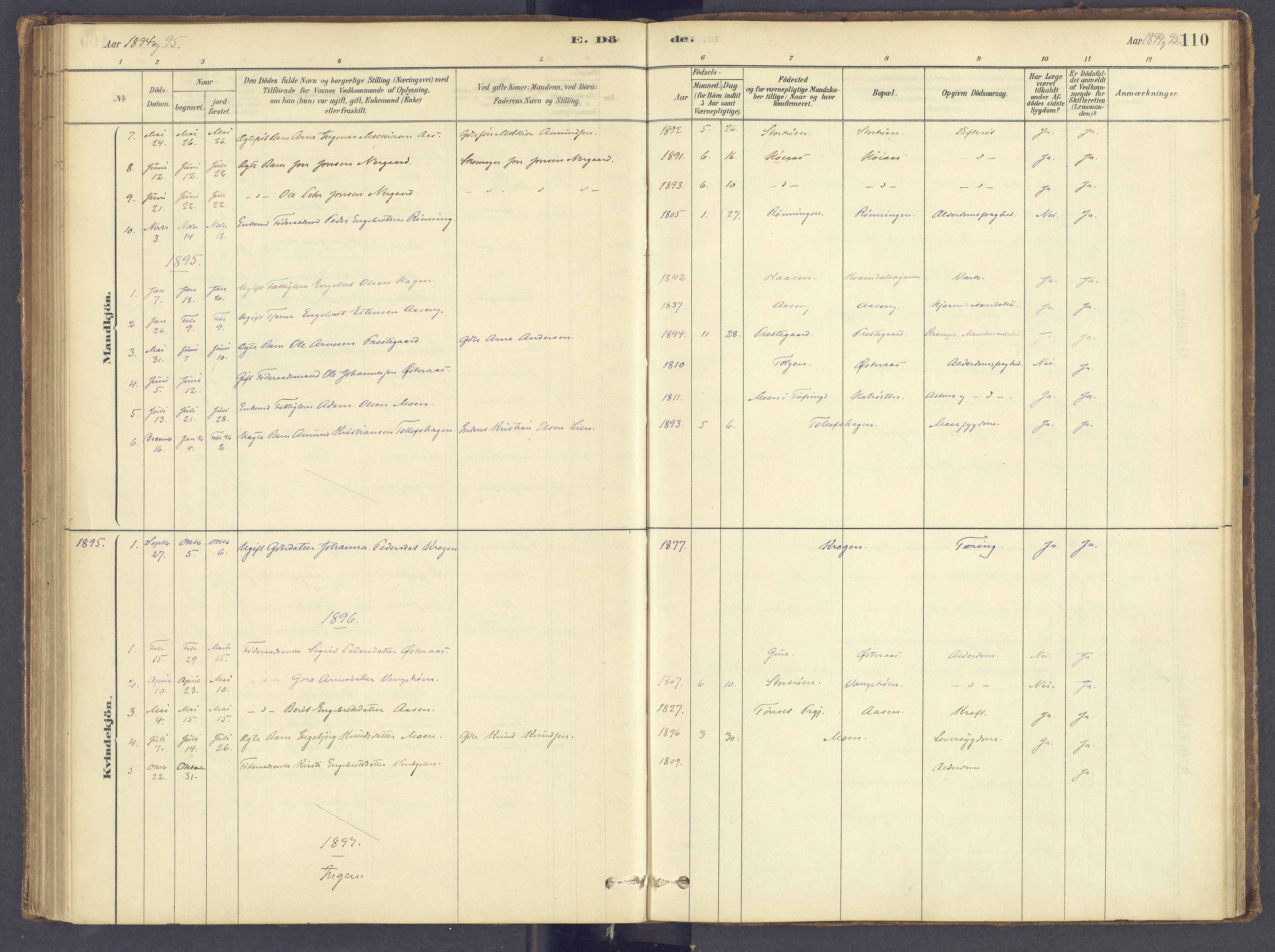 Tolga prestekontor, AV/SAH-PREST-062/K/L0012: Parish register (official) no. 12, 1877-1925, p. 110