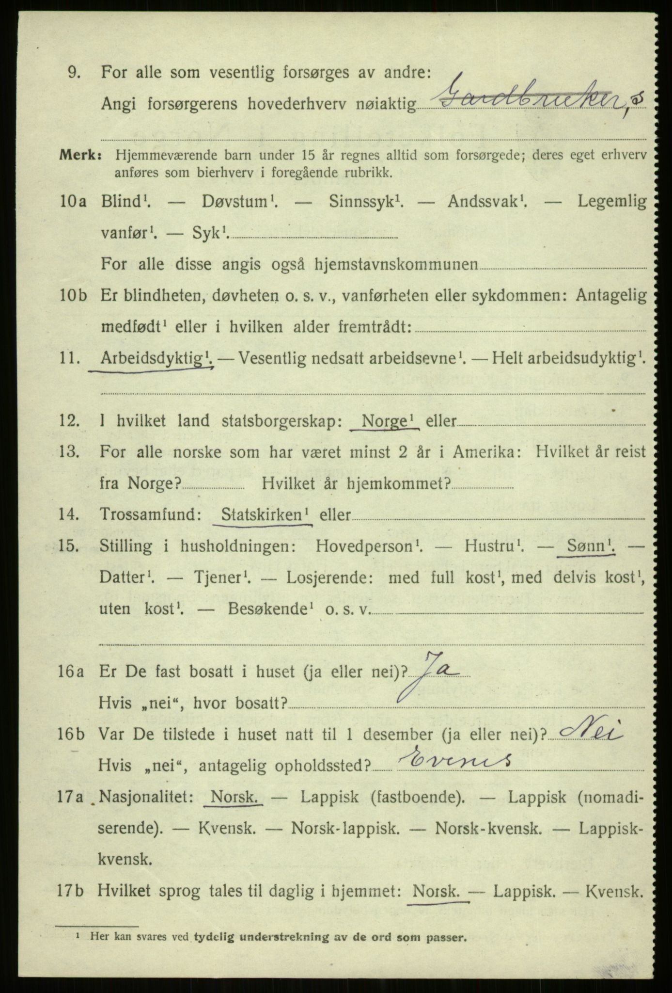 SATØ, 1920 census for Trondenes, 1920, p. 7636