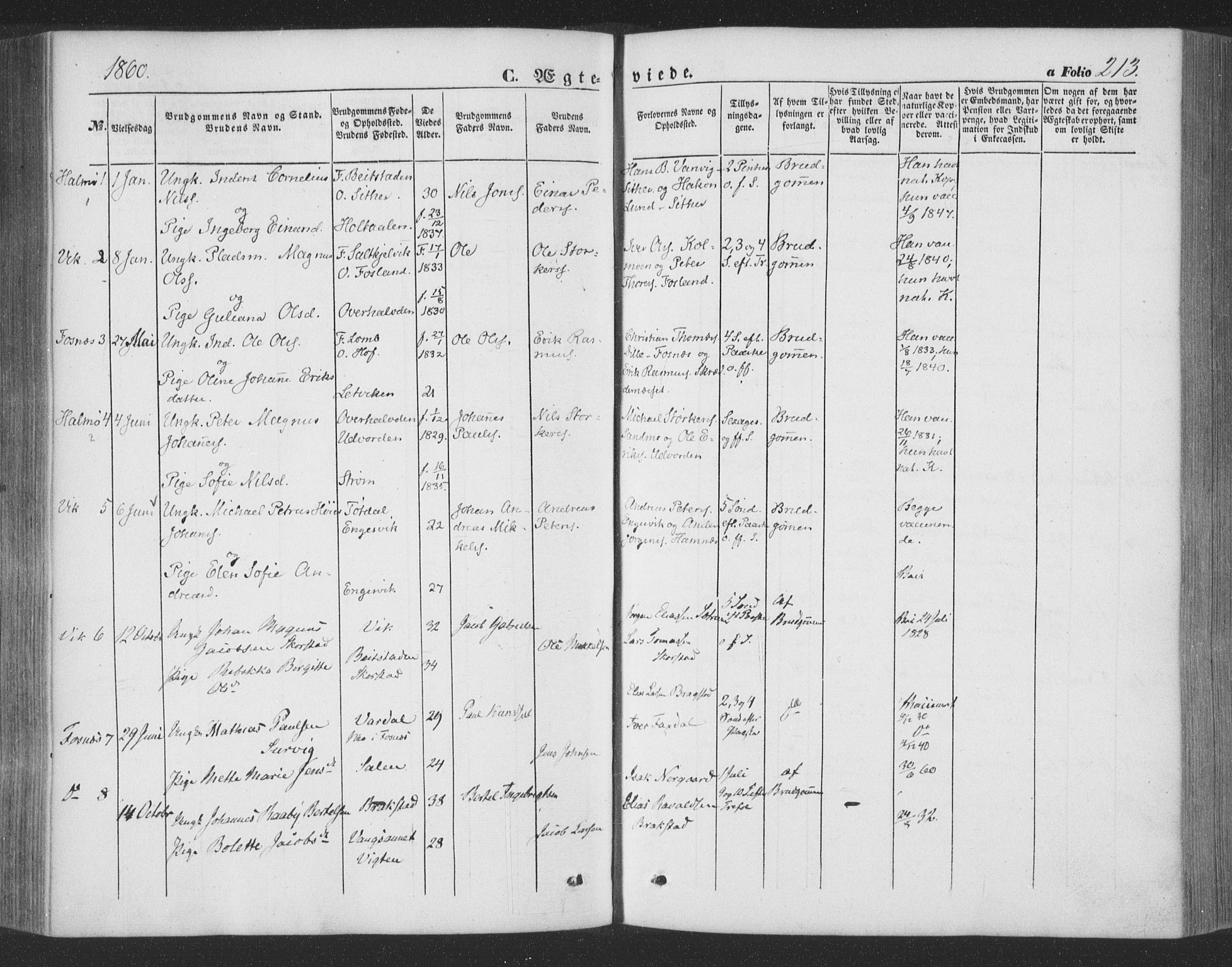 Ministerialprotokoller, klokkerbøker og fødselsregistre - Nord-Trøndelag, SAT/A-1458/773/L0615: Parish register (official) no. 773A06, 1857-1870, p. 213