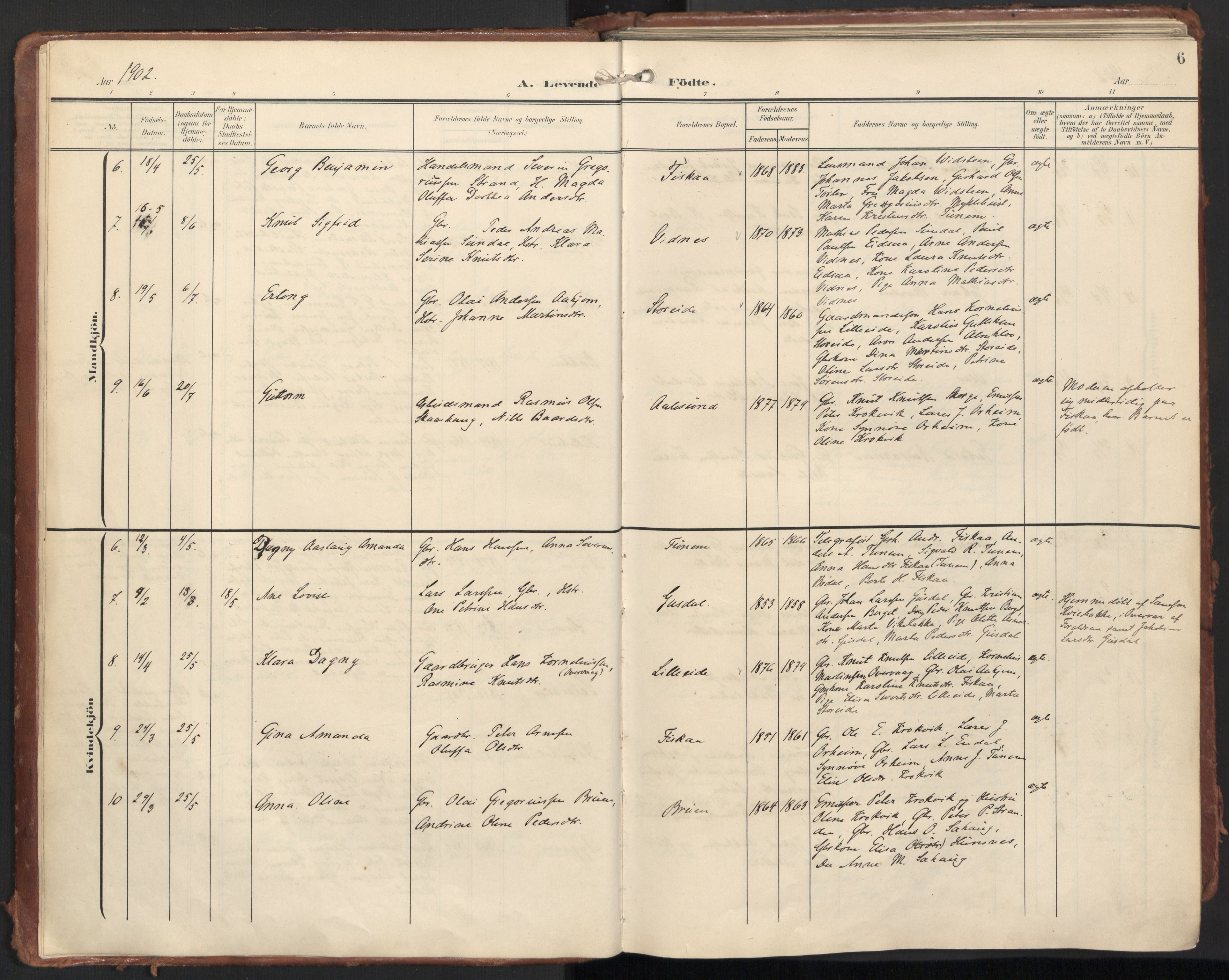 Ministerialprotokoller, klokkerbøker og fødselsregistre - Møre og Romsdal, AV/SAT-A-1454/501/L0011: Parish register (official) no. 501A11, 1902-1919, p. 6