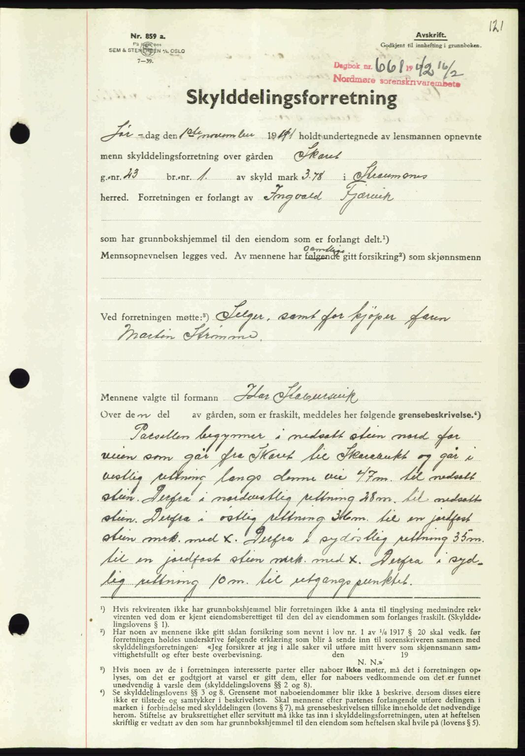 Nordmøre sorenskriveri, AV/SAT-A-4132/1/2/2Ca: Mortgage book no. A92, 1942-1942, Diary no: : 668/1942