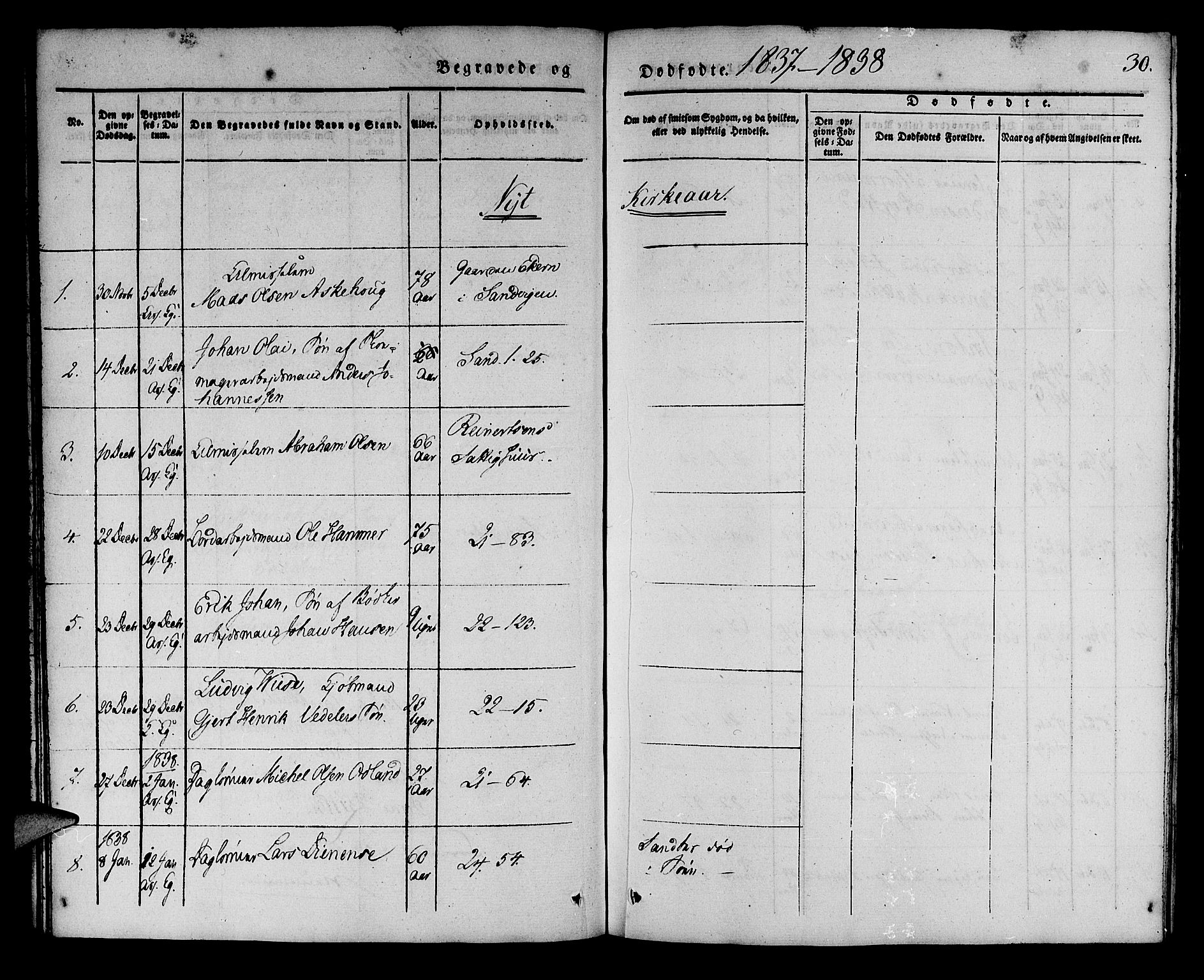 Korskirken sokneprestembete, AV/SAB-A-76101/H/Haa/L0043: Parish register (official) no. E 1, 1834-1848, p. 30