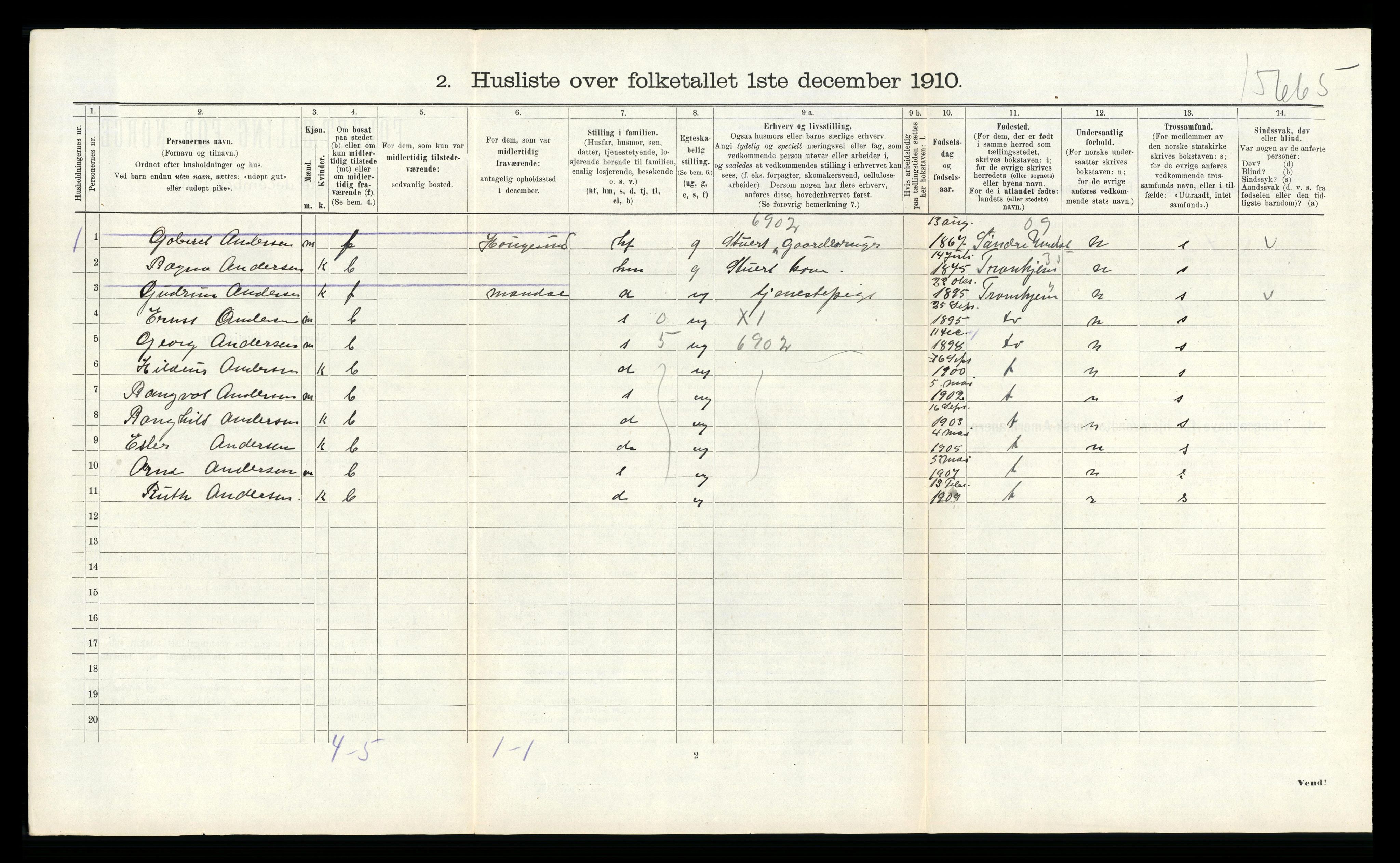 RA, 1910 census for Halse og Harkmark, 1910, p. 215