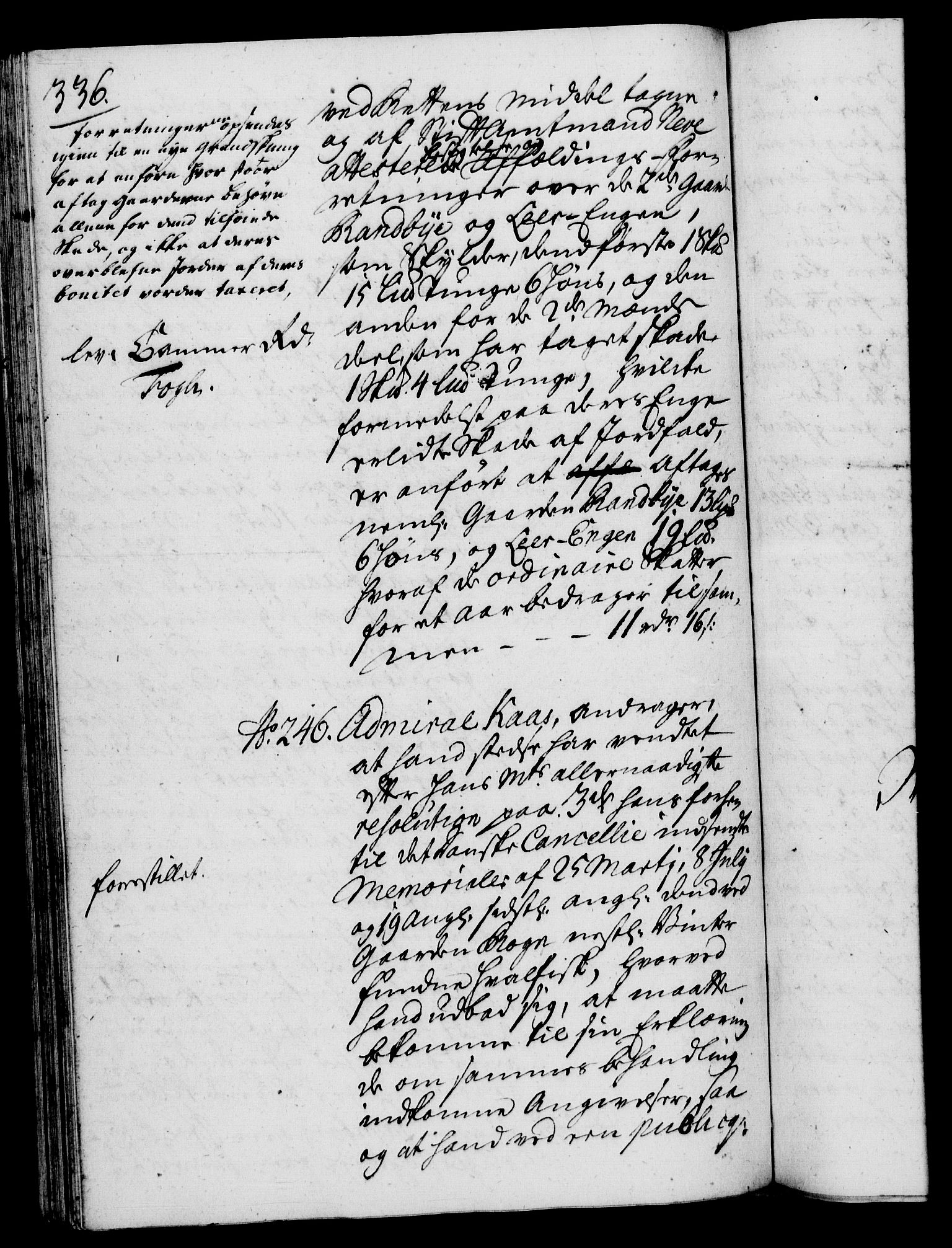 Rentekammeret, Kammerkanselliet, RA/EA-3111/G/Gh/Gha/L0020: Norsk ekstraktmemorialprotokoll (merket RK 53.65), 1738-1739, p. 336