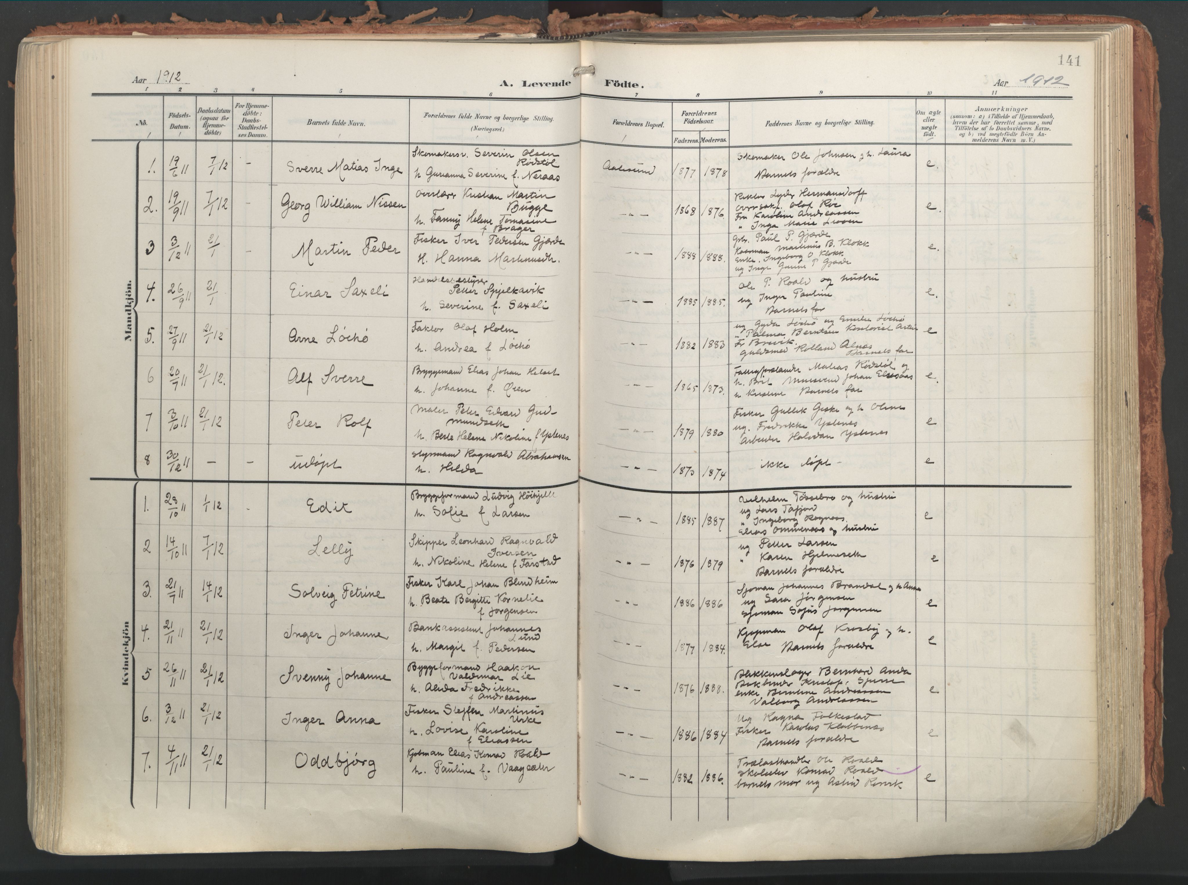 Ministerialprotokoller, klokkerbøker og fødselsregistre - Møre og Romsdal, AV/SAT-A-1454/529/L0460: Parish register (official) no. 529A10, 1906-1917, p. 141