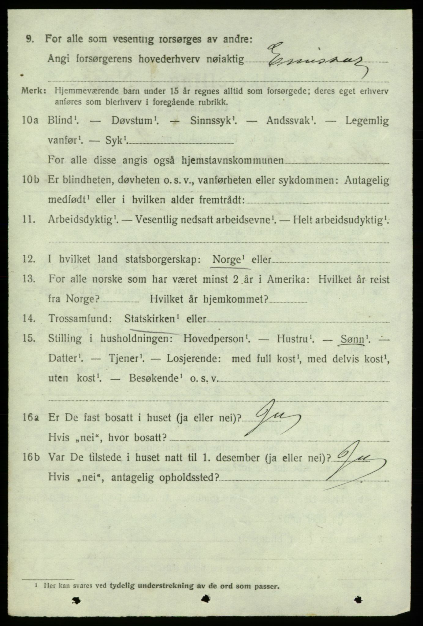 SAB, 1920 census for Kvinnherad, 1920, p. 11009