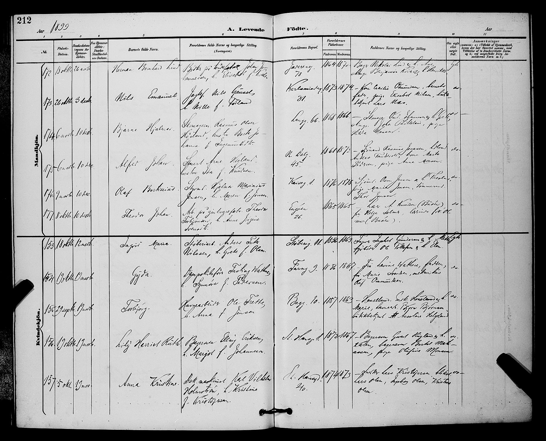 St. Johannes sokneprestkontor, AV/SAST-A-101814/001/30/30BB/L0003: Parish register (copy) no. B 3, 1893-1900, p. 212