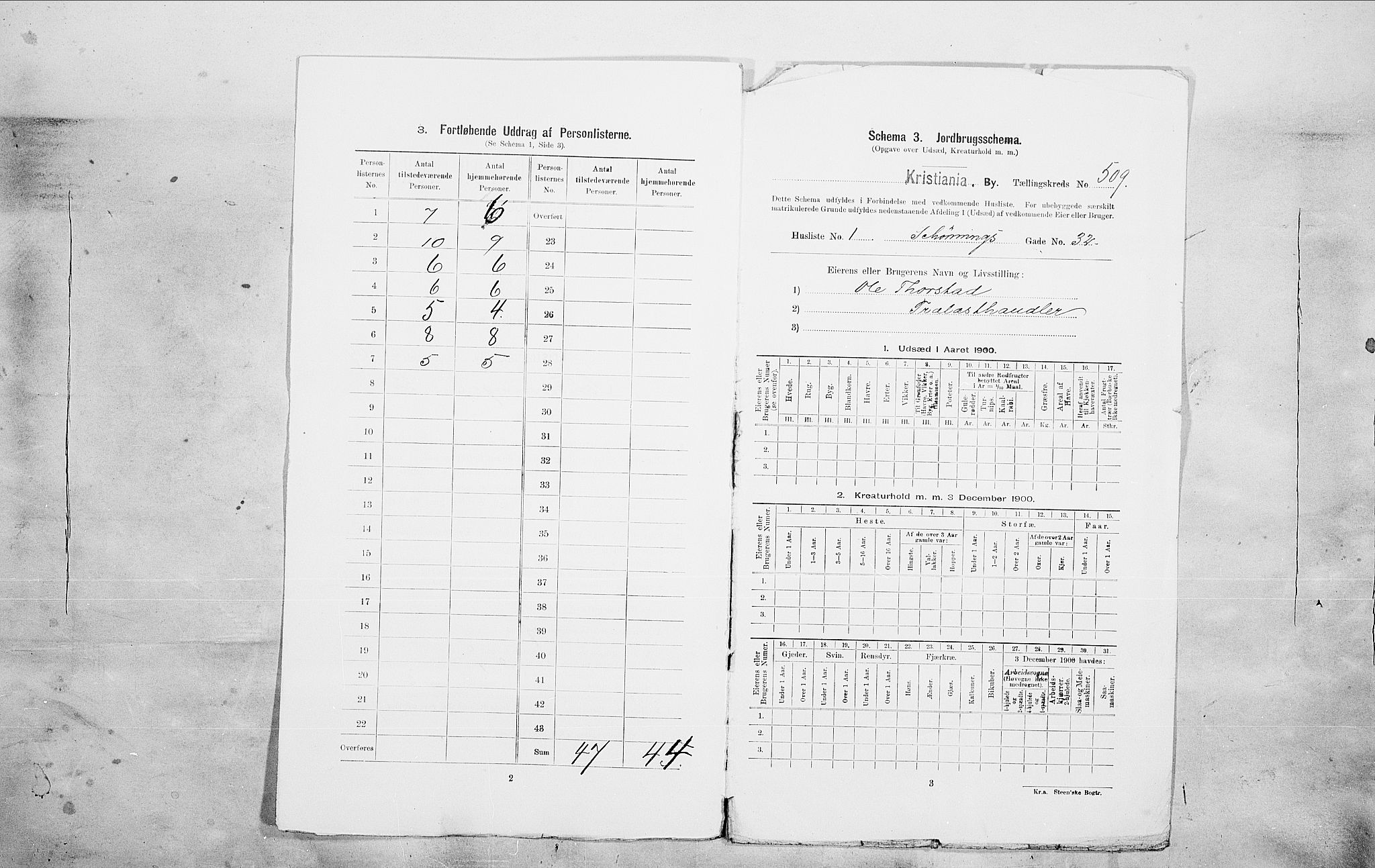 SAO, 1900 census for Kristiania, 1900, p. 83336