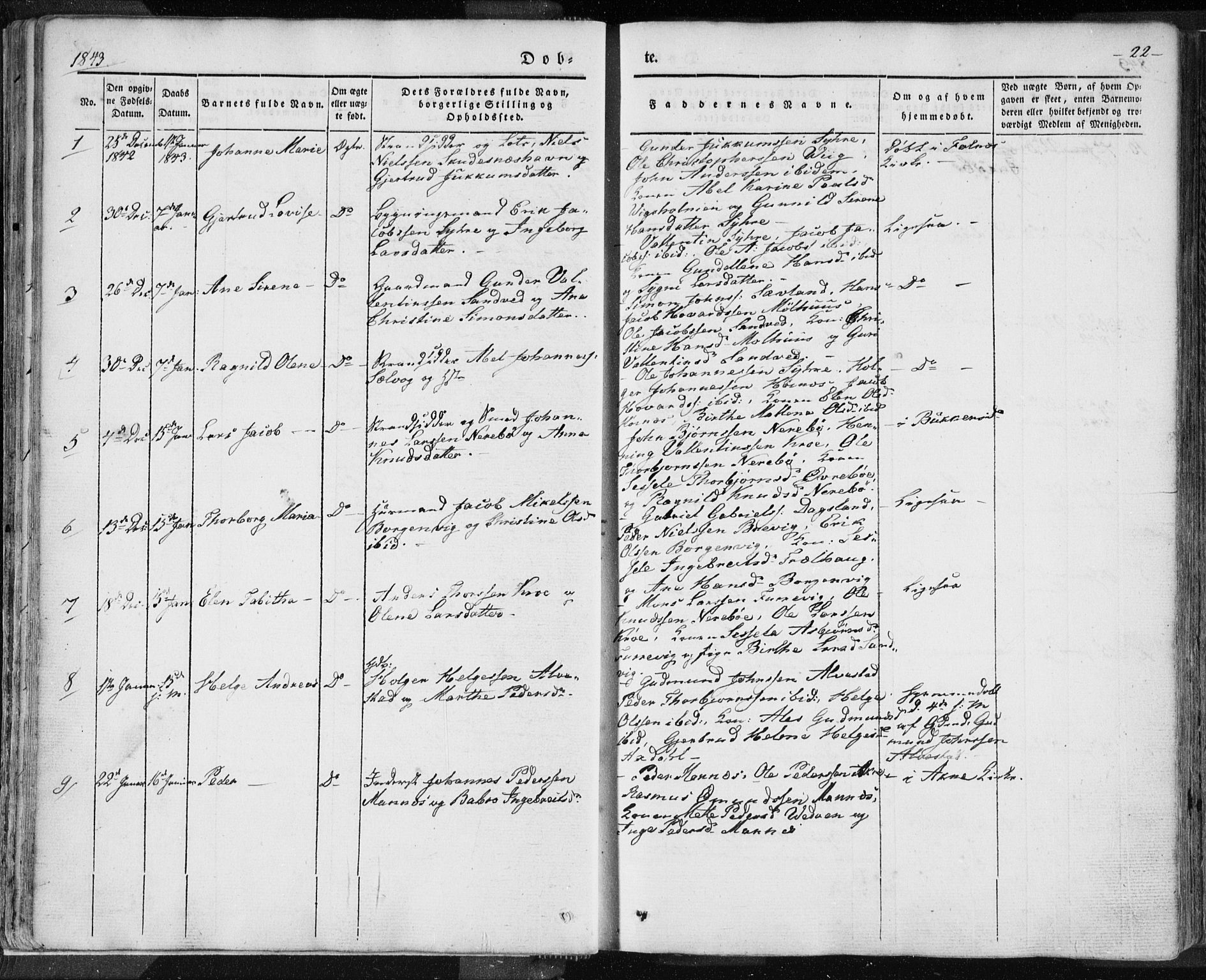 Skudenes sokneprestkontor, SAST/A -101849/H/Ha/Haa/L0002: Parish register (official) no. A 2.1, 1841-1846, p. 22