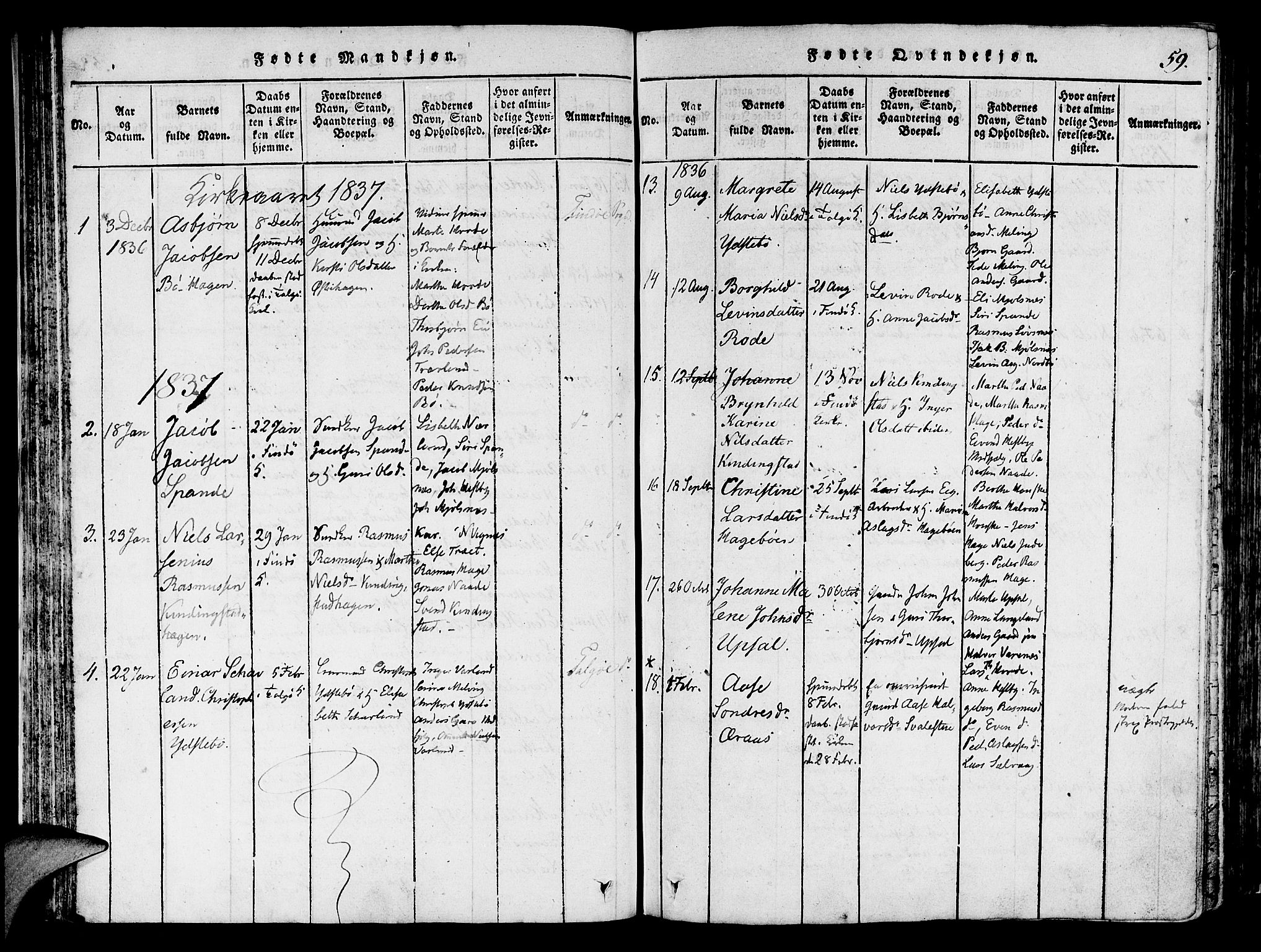 Finnøy sokneprestkontor, SAST/A-101825/H/Ha/Haa/L0006: Parish register (official) no. A 6, 1816-1846, p. 59