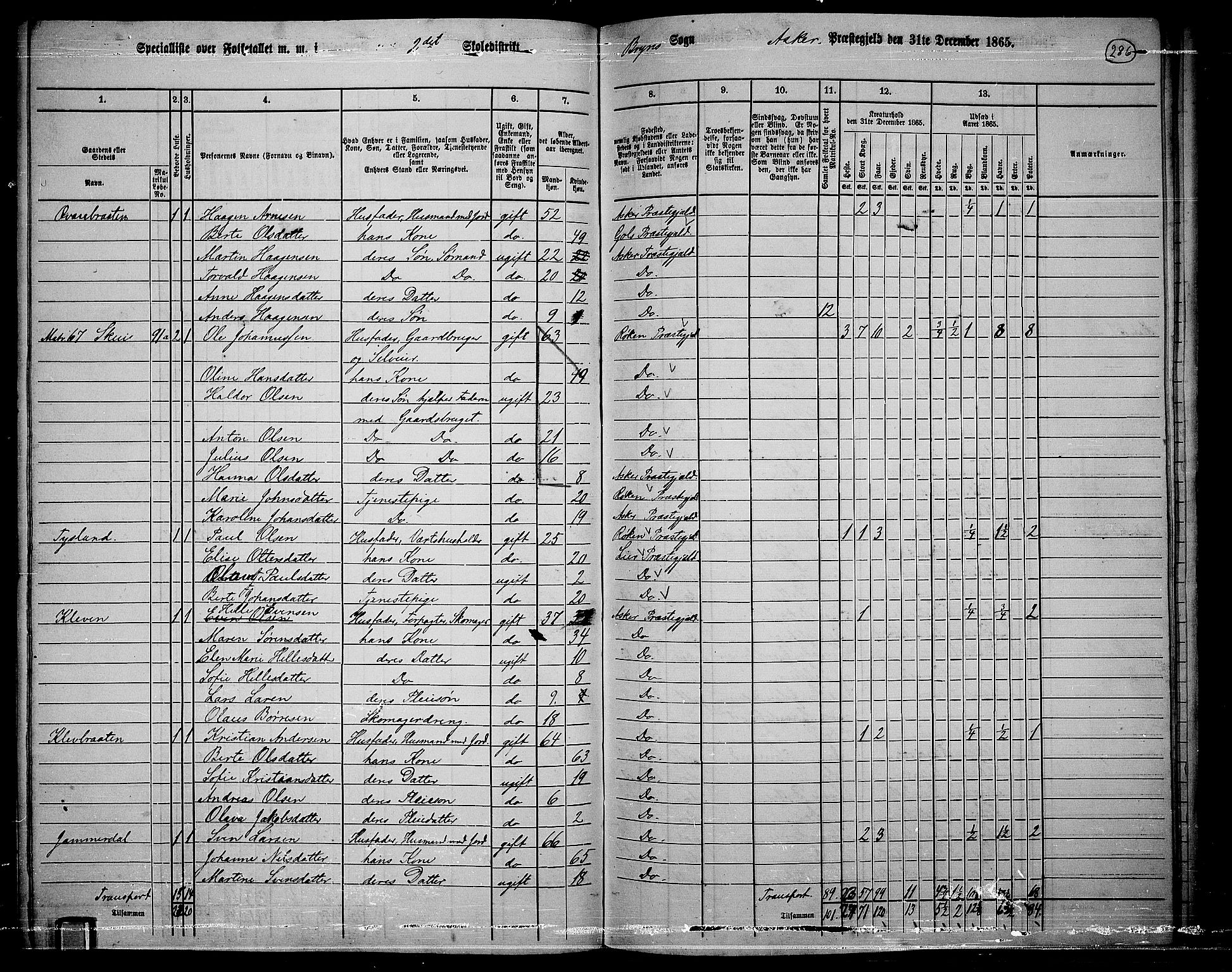 RA, 1865 census for Asker, 1865, p. 275