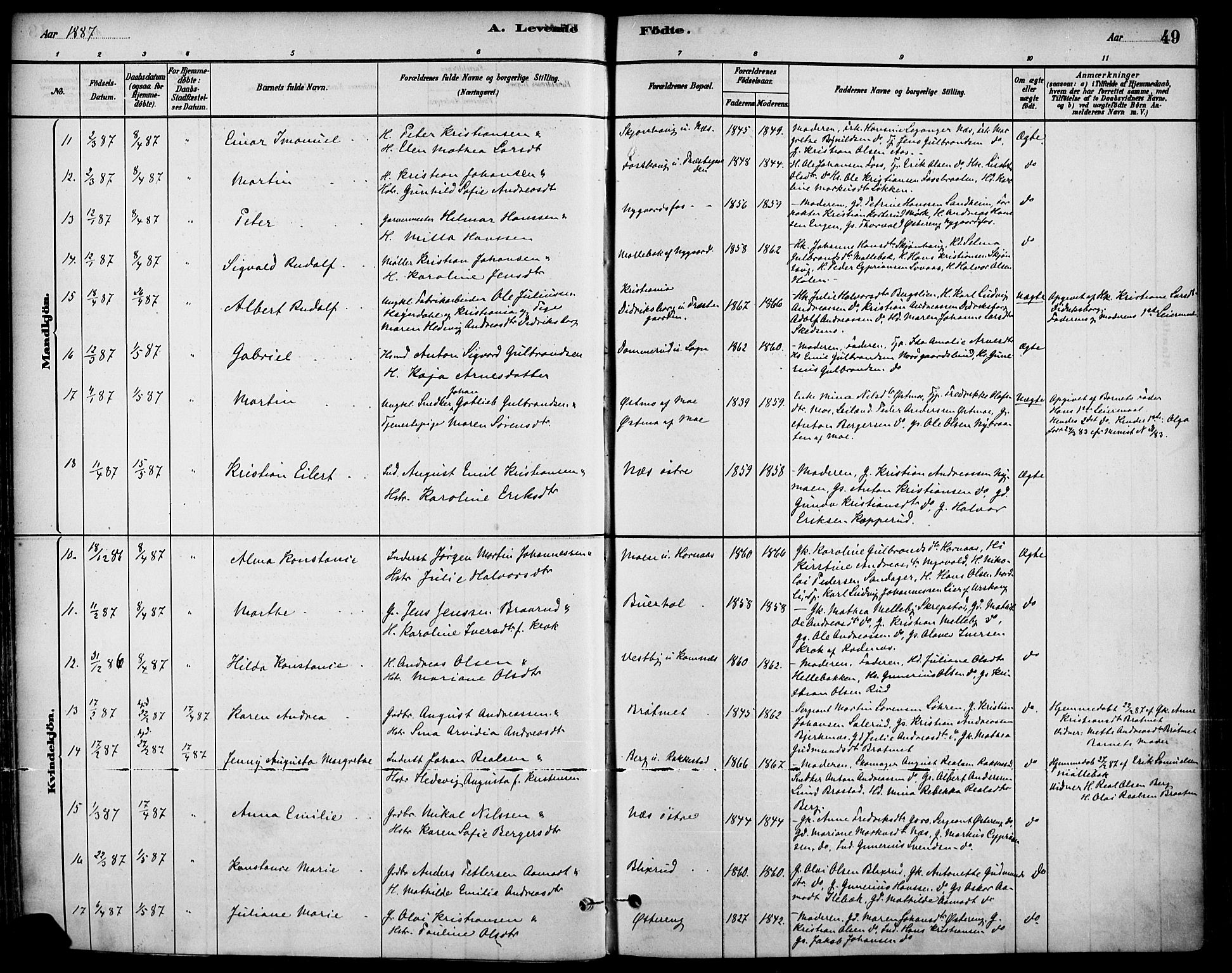Høland prestekontor Kirkebøker, AV/SAO-A-10346a/F/Fa/L0013: Parish register (official) no. I 13, 1880-1897, p. 49