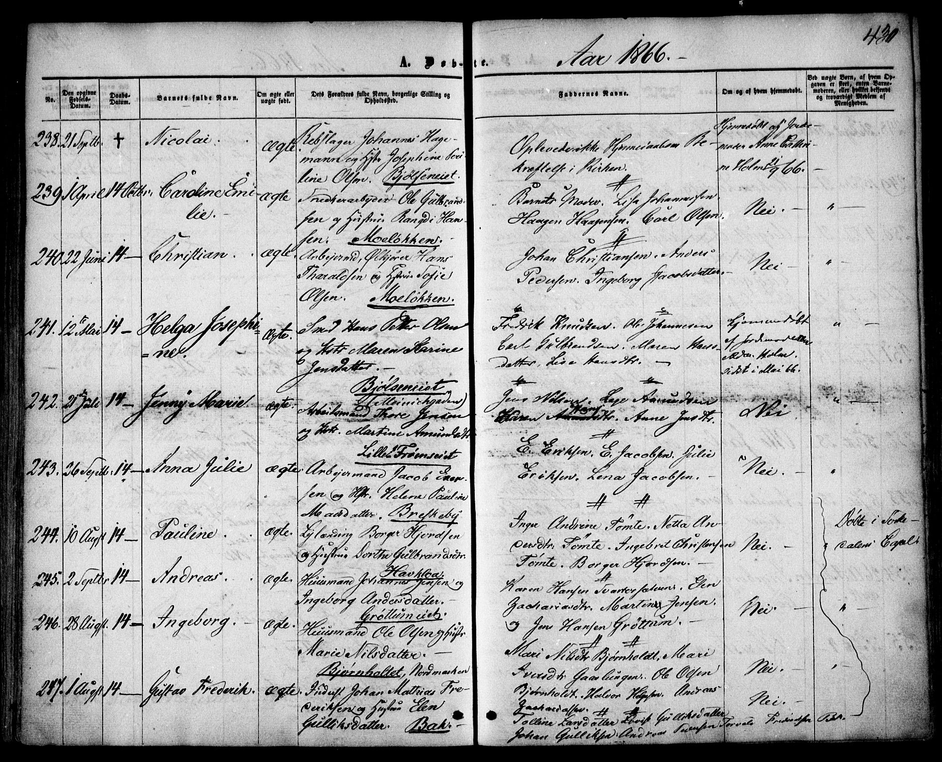 Vestre Aker prestekontor Kirkebøker, AV/SAO-A-10025/F/Fa/L0003: Parish register (official) no. 3, 1857-1868, p. 430