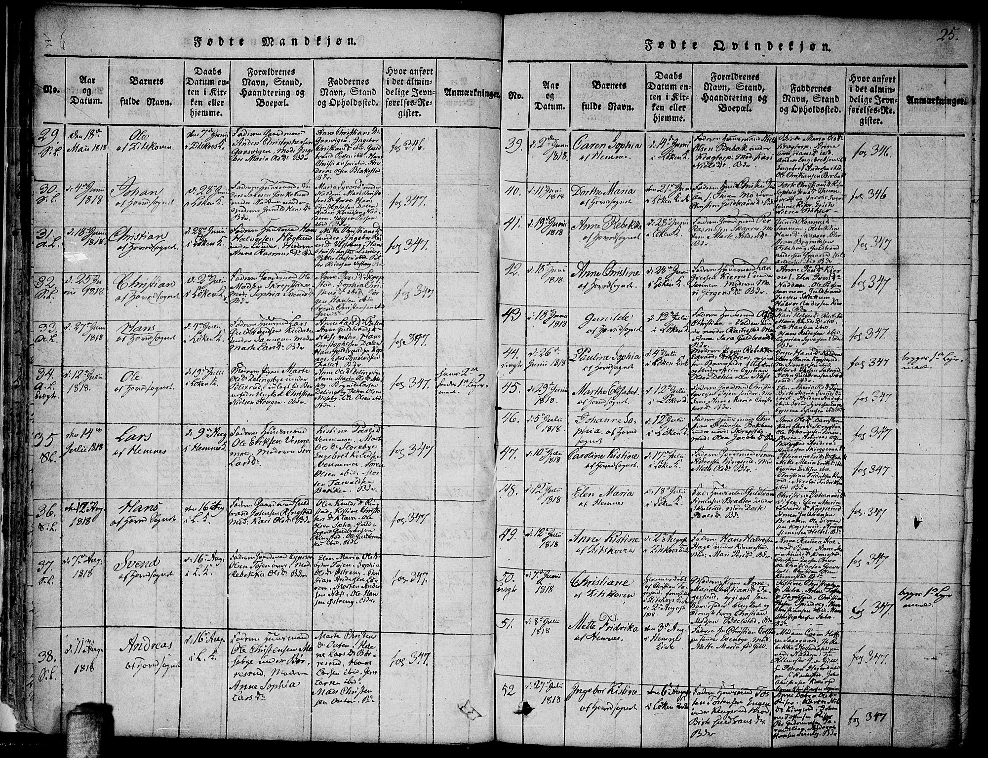 Høland prestekontor Kirkebøker, AV/SAO-A-10346a/F/Fa/L0007: Parish register (official) no. I 7, 1814-1827, p. 25