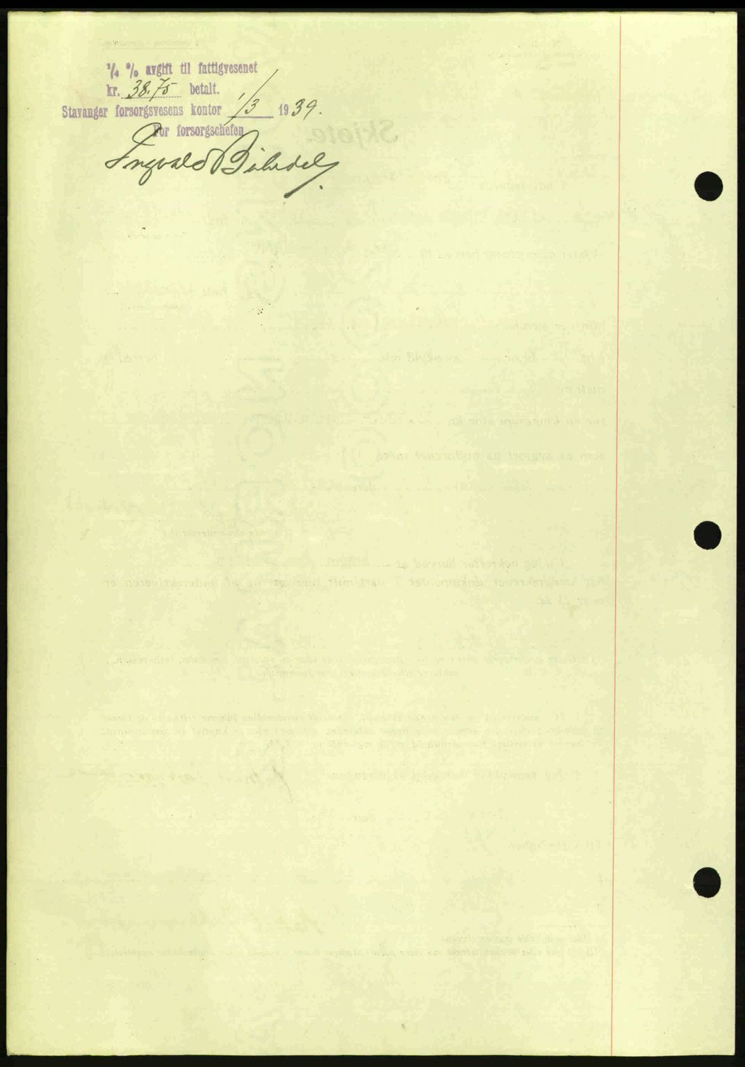 Stavanger byrett, AV/SAST-A-100455/002/G/Gb/L0014: Mortgage book no. A4, 1938-1939, Diary no: : 499/1939