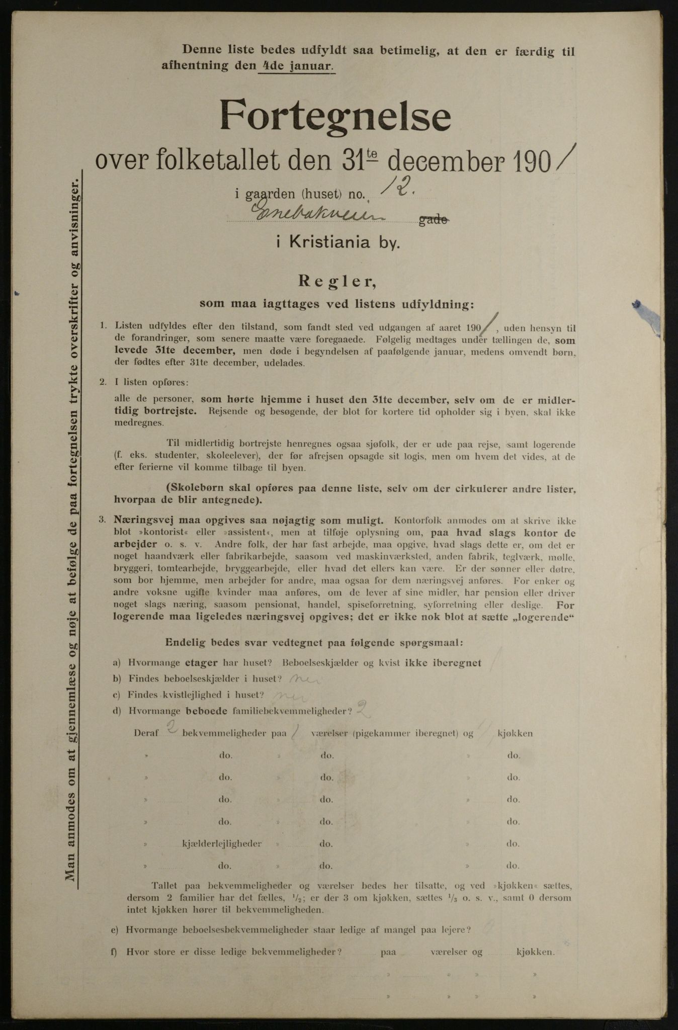 OBA, Municipal Census 1901 for Kristiania, 1901, p. 3346