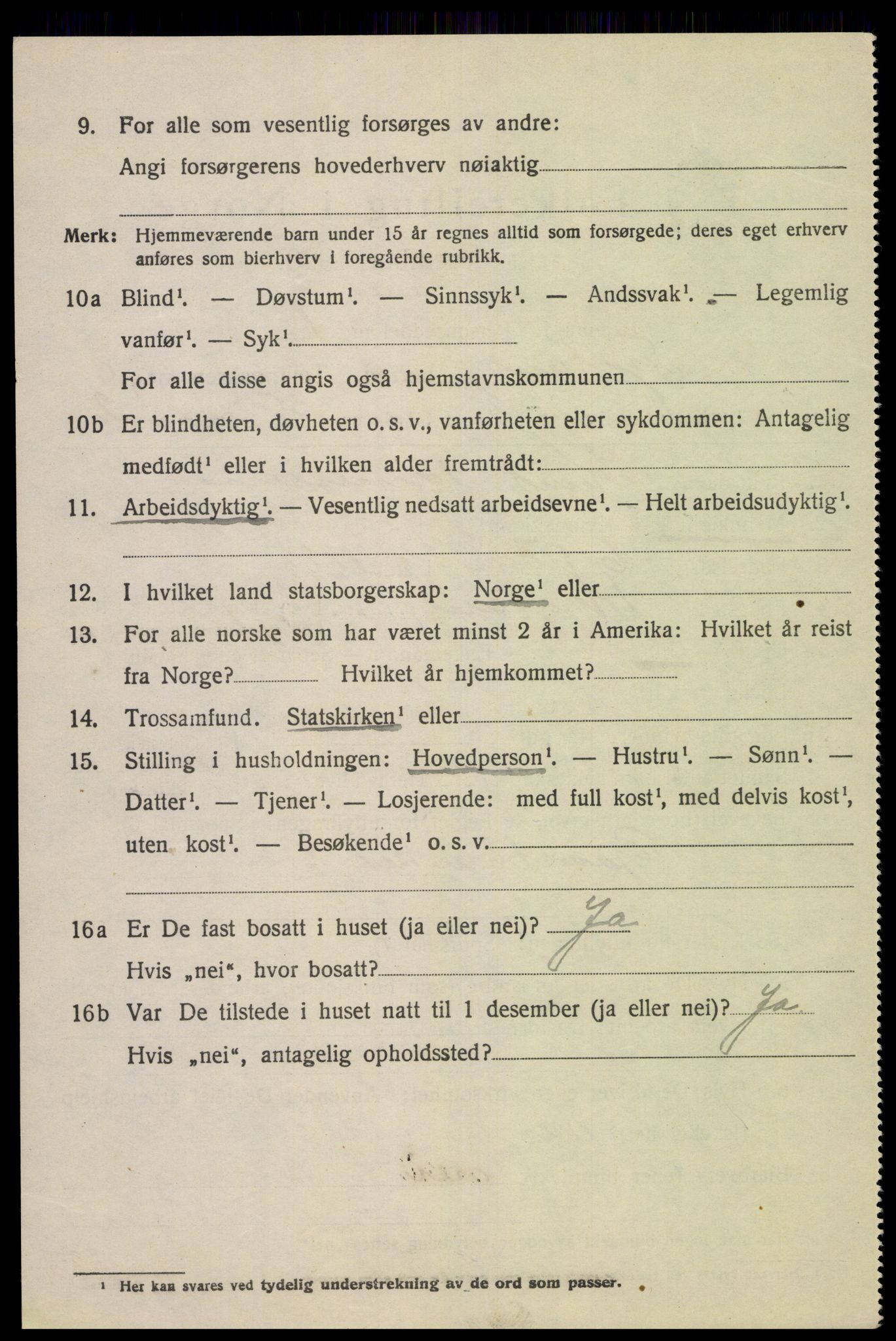 SAK, 1920 census for Fjotland, 1920, p. 2007