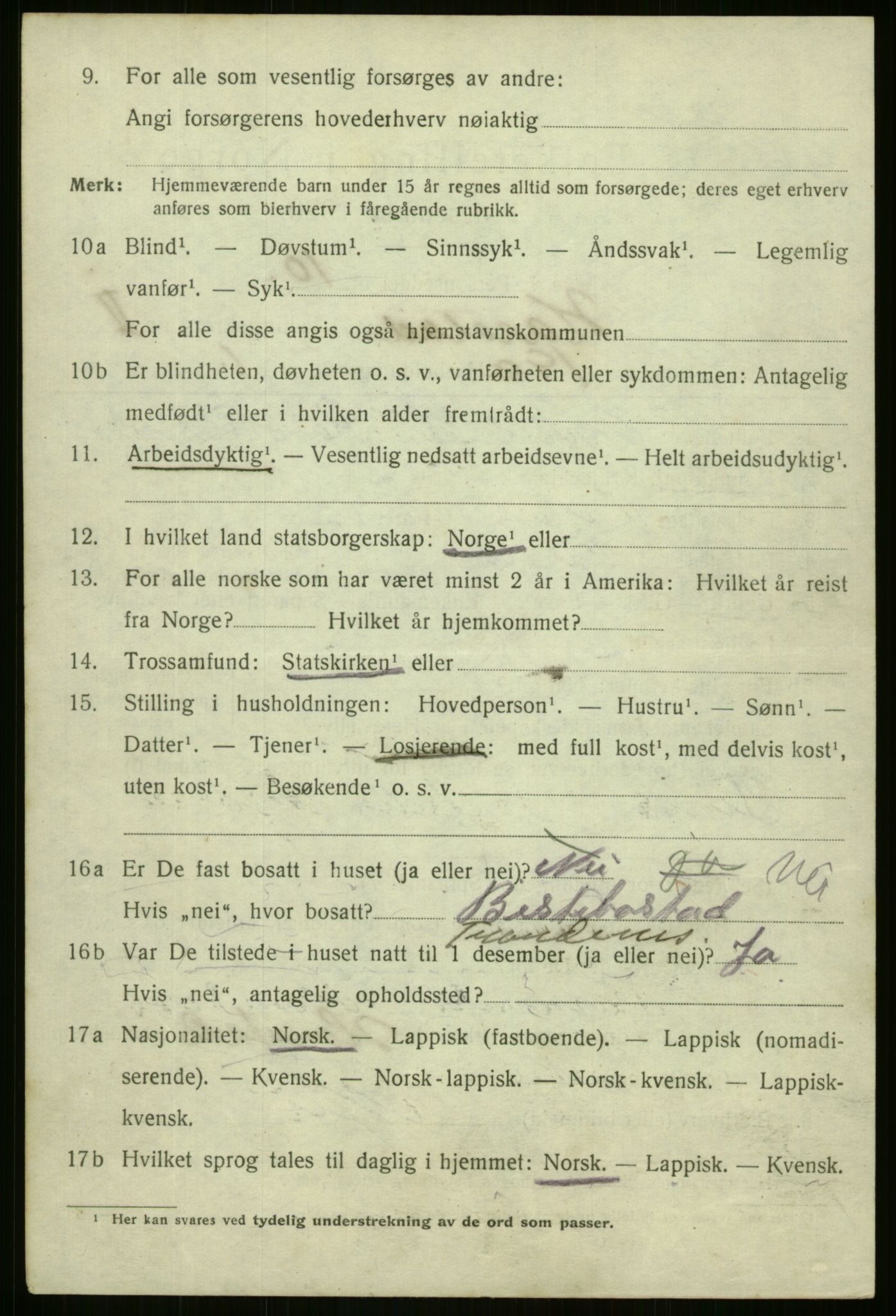 SATØ, 1920 census for Harstad, 1920, p. 4499