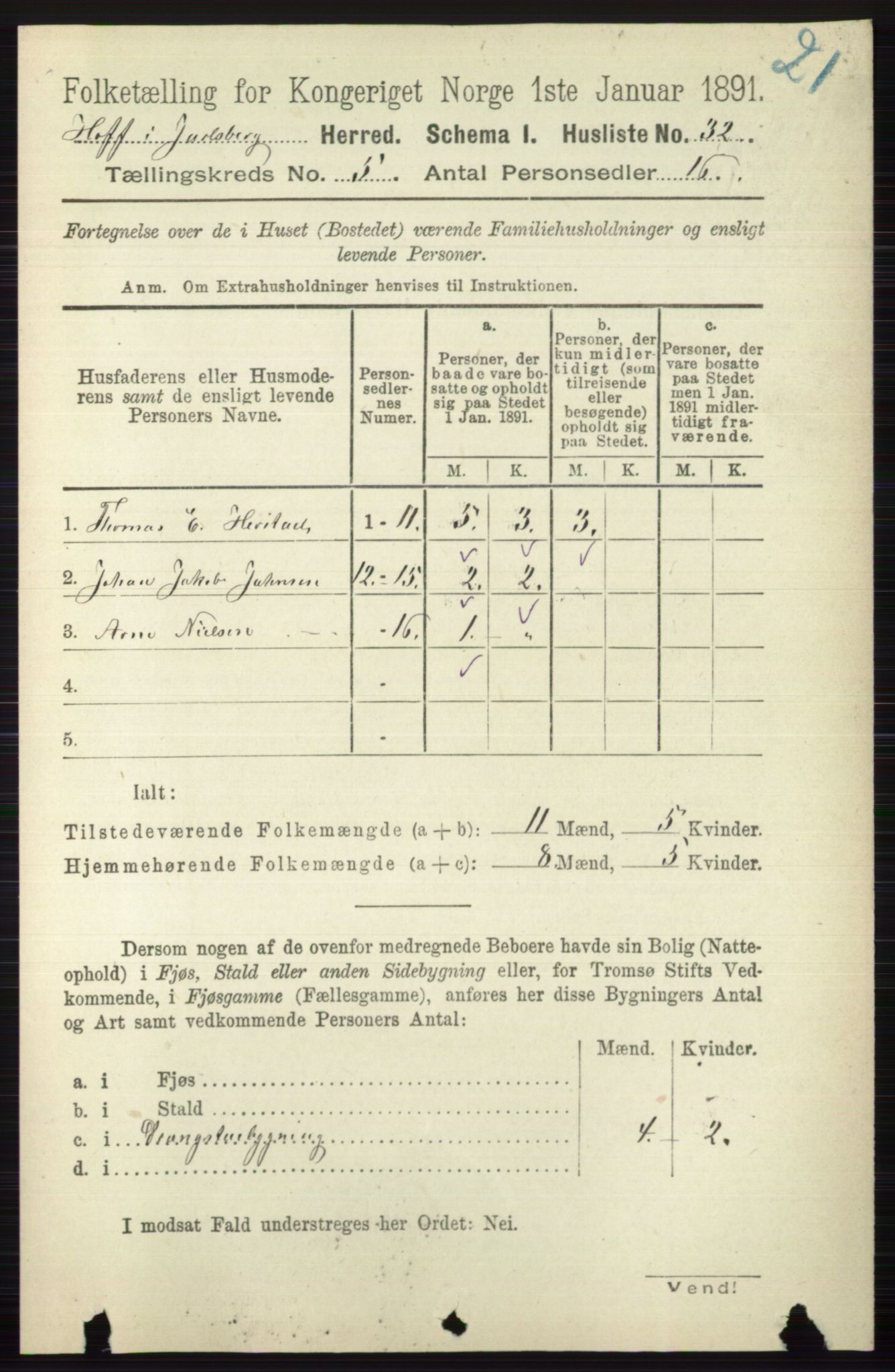 RA, 1891 census for 0714 Hof, 1891, p. 1488