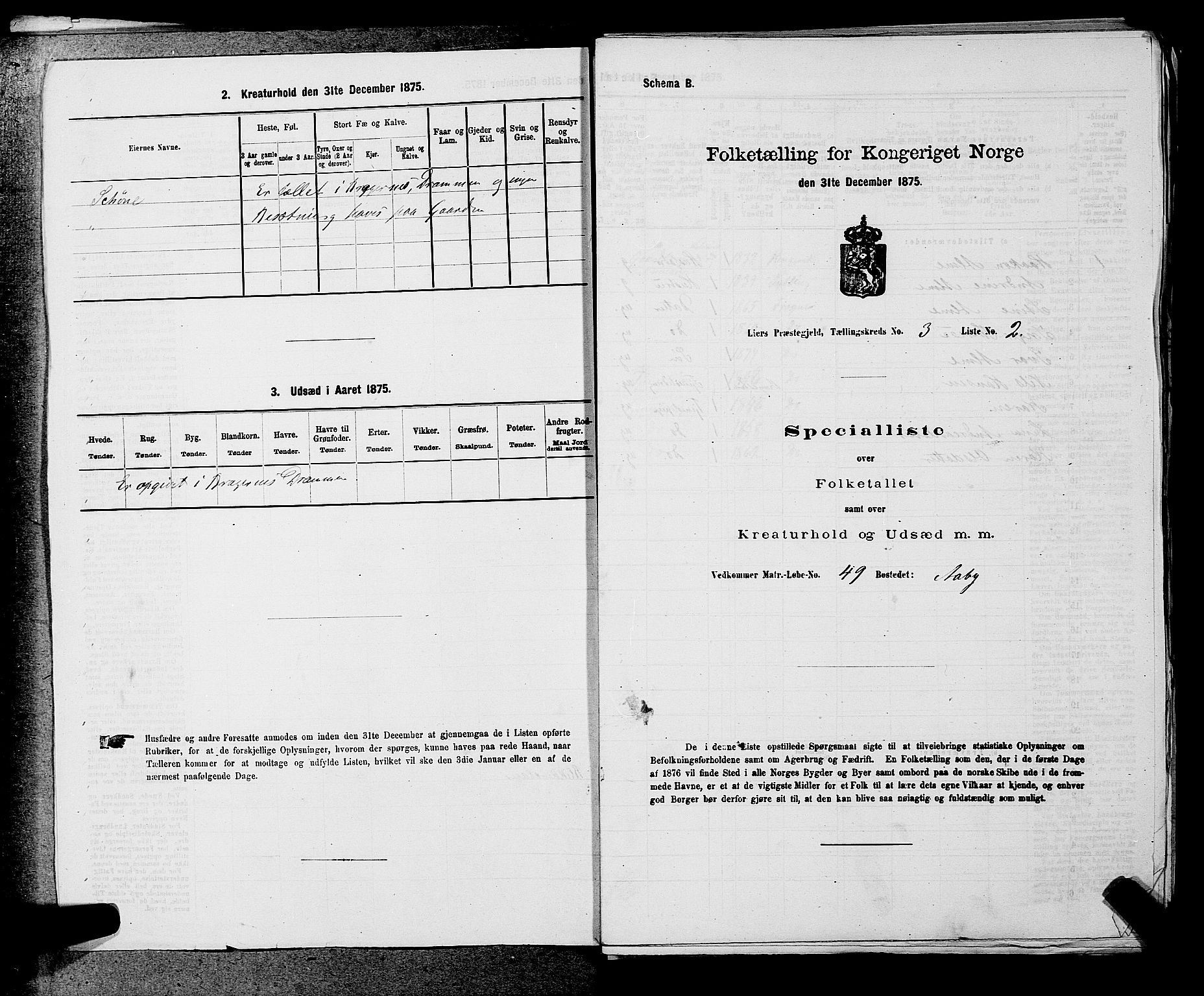 SAKO, 1875 census for 0626P Lier, 1875, p. 425