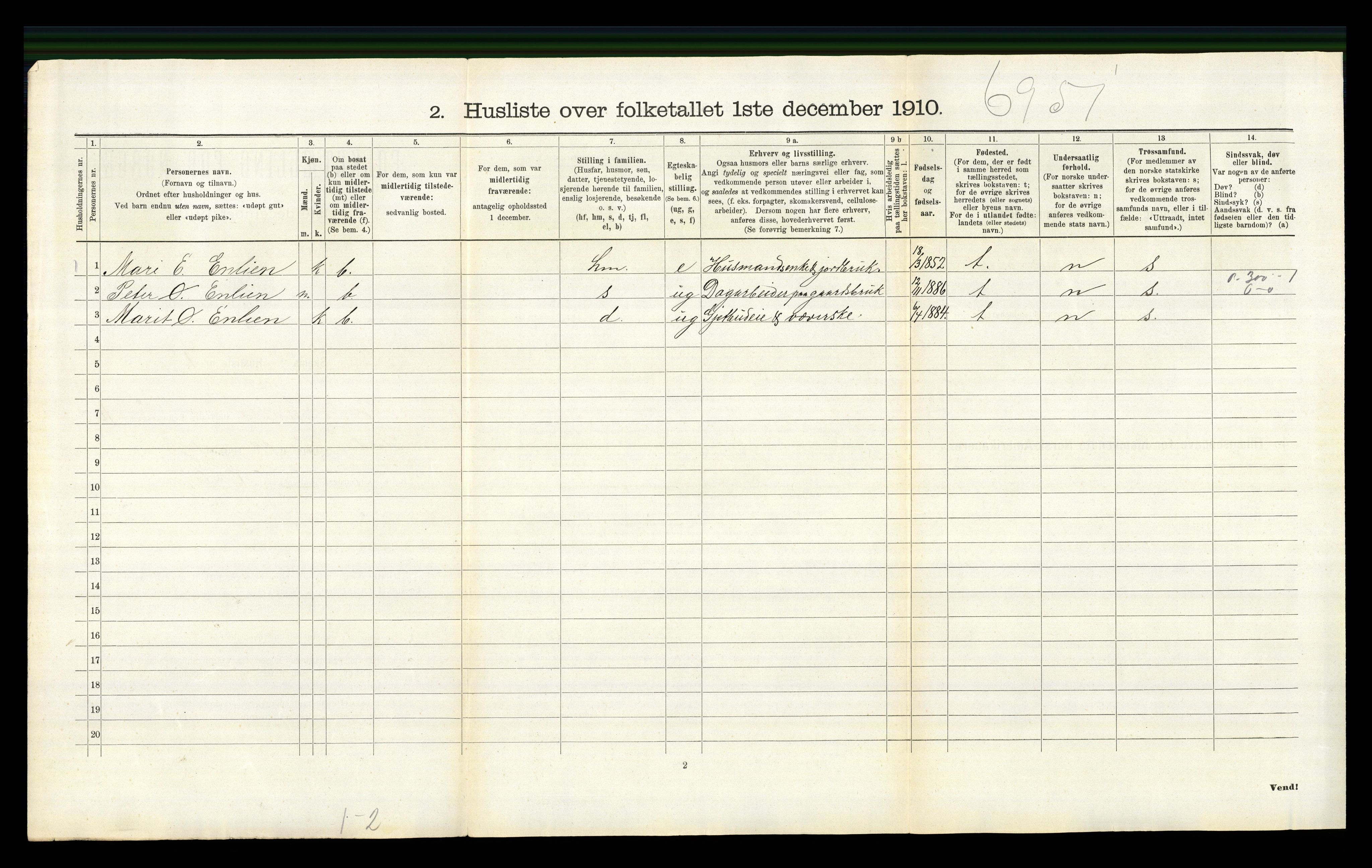 RA, 1910 census for Nord-Fron, 1910, p. 1235