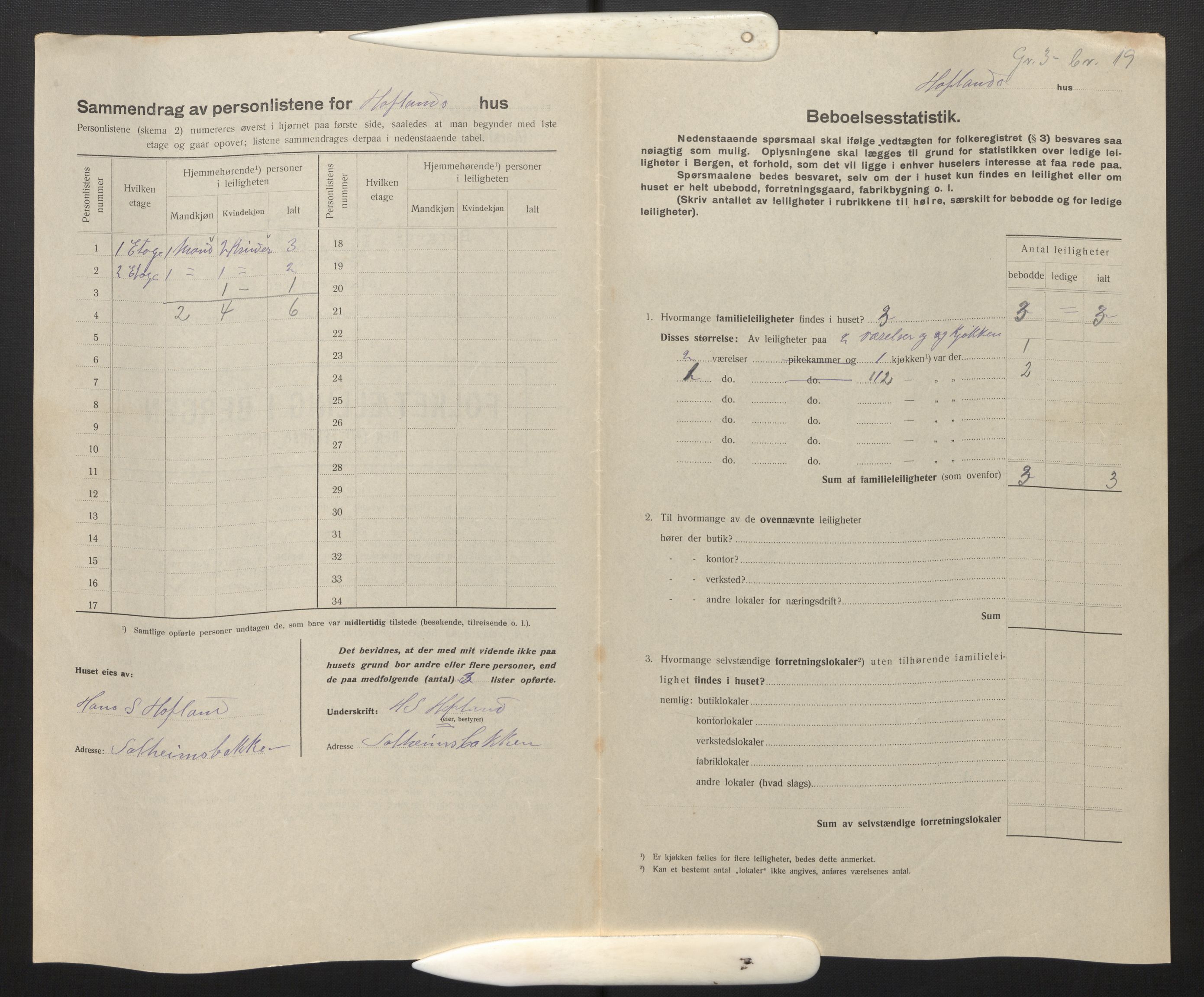 SAB, Municipal Census 1917 for Bergen, 1917, p. 46906