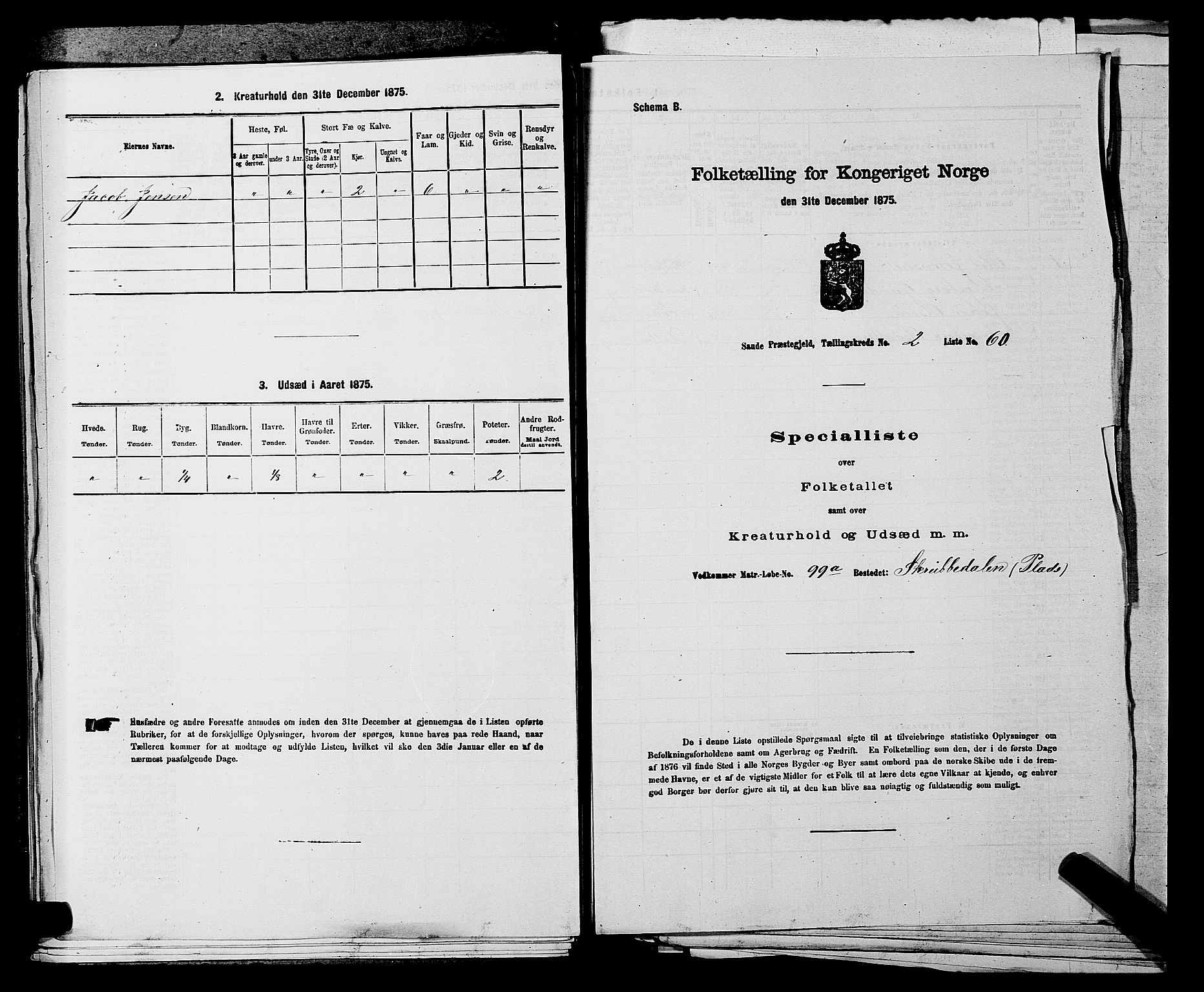 SAKO, 1875 census for 0822P Sauherad, 1875, p. 287