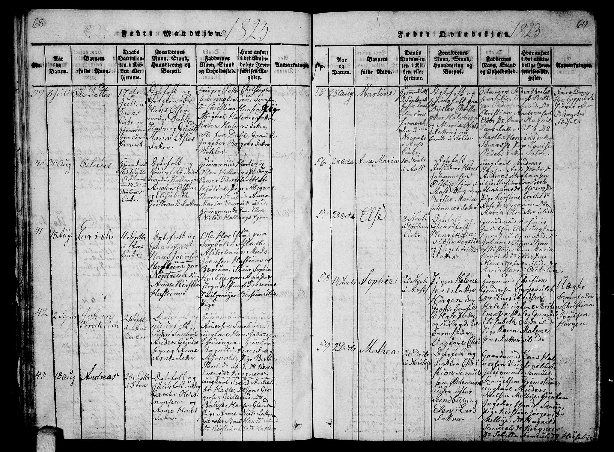Ås prestekontor Kirkebøker, SAO/A-10894/G/Ga/L0002: Parish register (copy) no. I 2, 1820-1836, p. 68-69