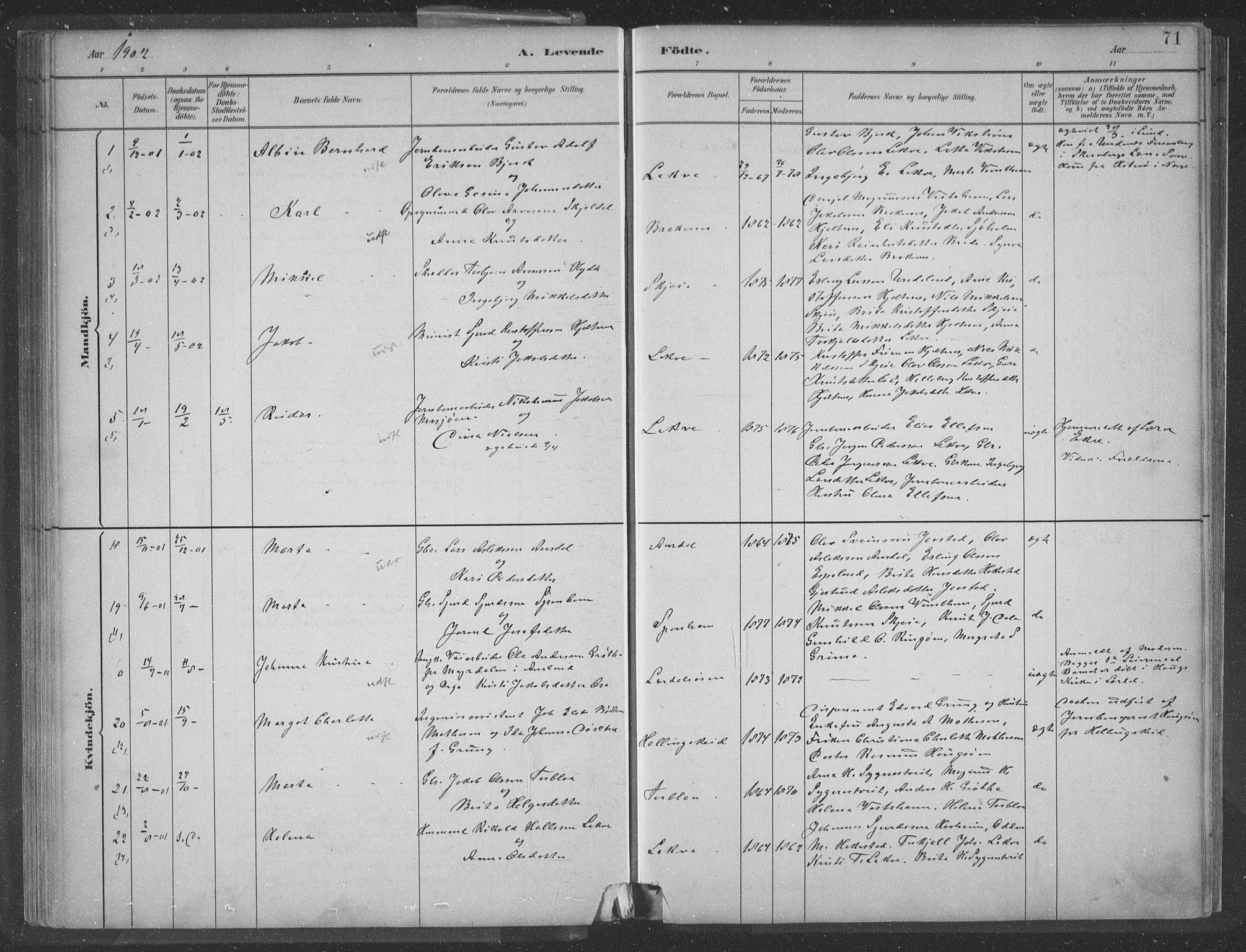 Ulvik sokneprestembete, SAB/A-78801/H/Hab: Parish register (copy) no. A 3, 1883-1908, p. 71