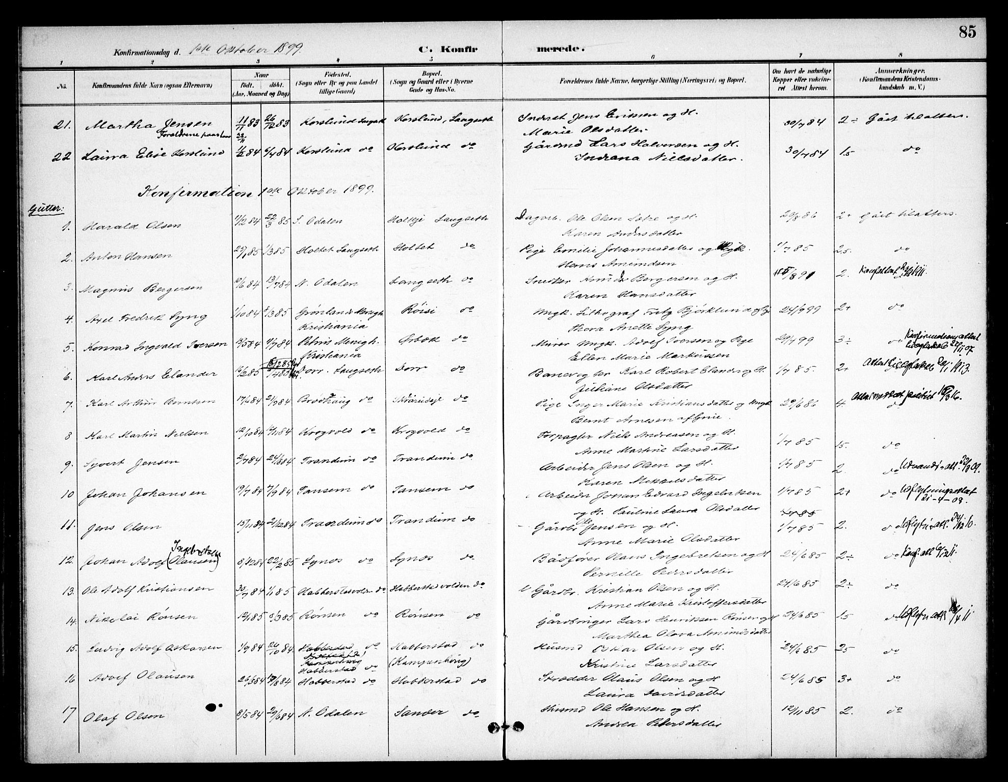 Eidsvoll prestekontor Kirkebøker, AV/SAO-A-10888/F/Fb/L0002: Parish register (official) no. II 2, 1897-1907, p. 85