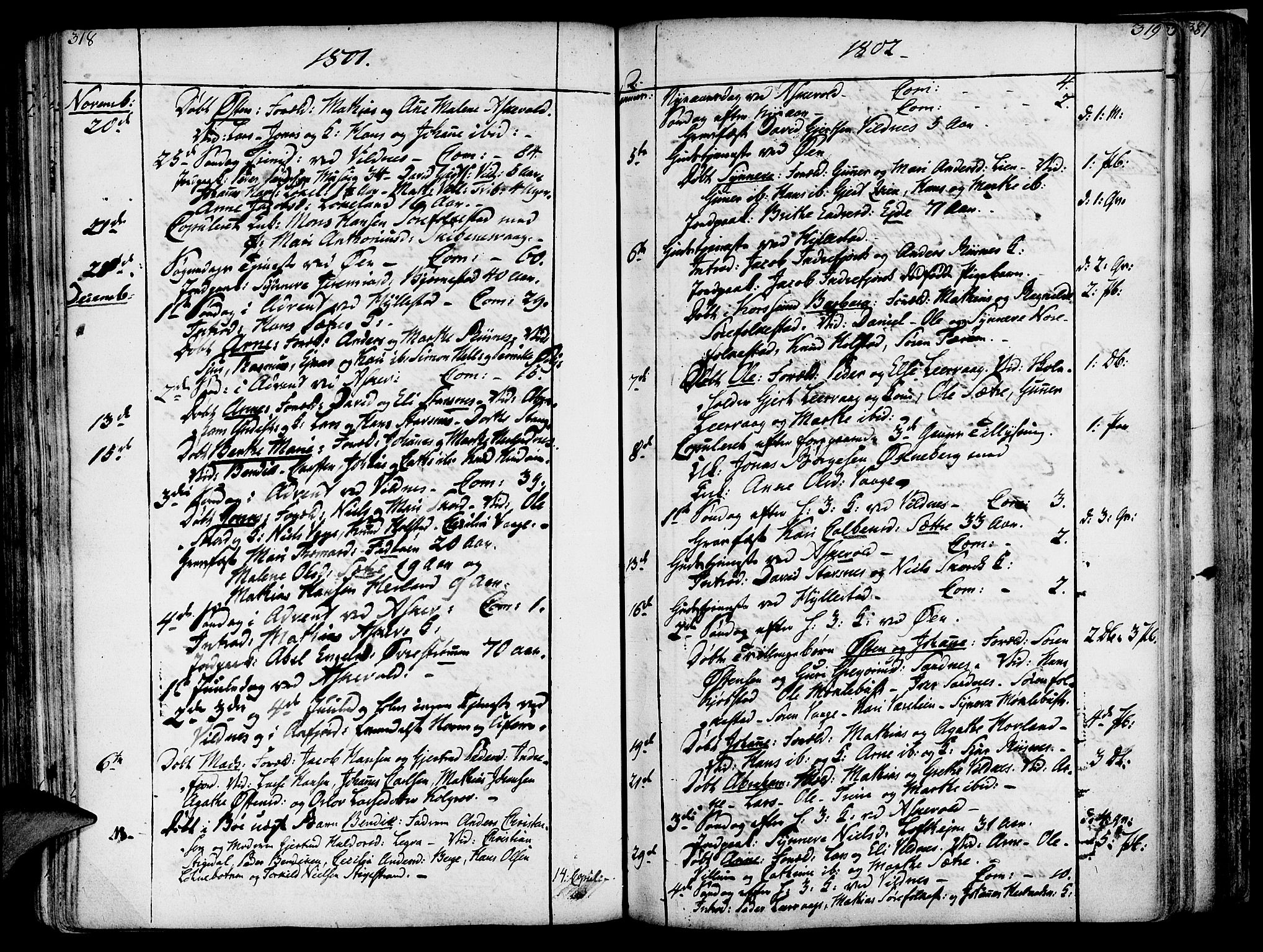 Askvoll sokneprestembete, SAB/A-79501/H/Haa/Haaa/L0009: Parish register (official) no. A 9, 1776-1821, p. 318-319