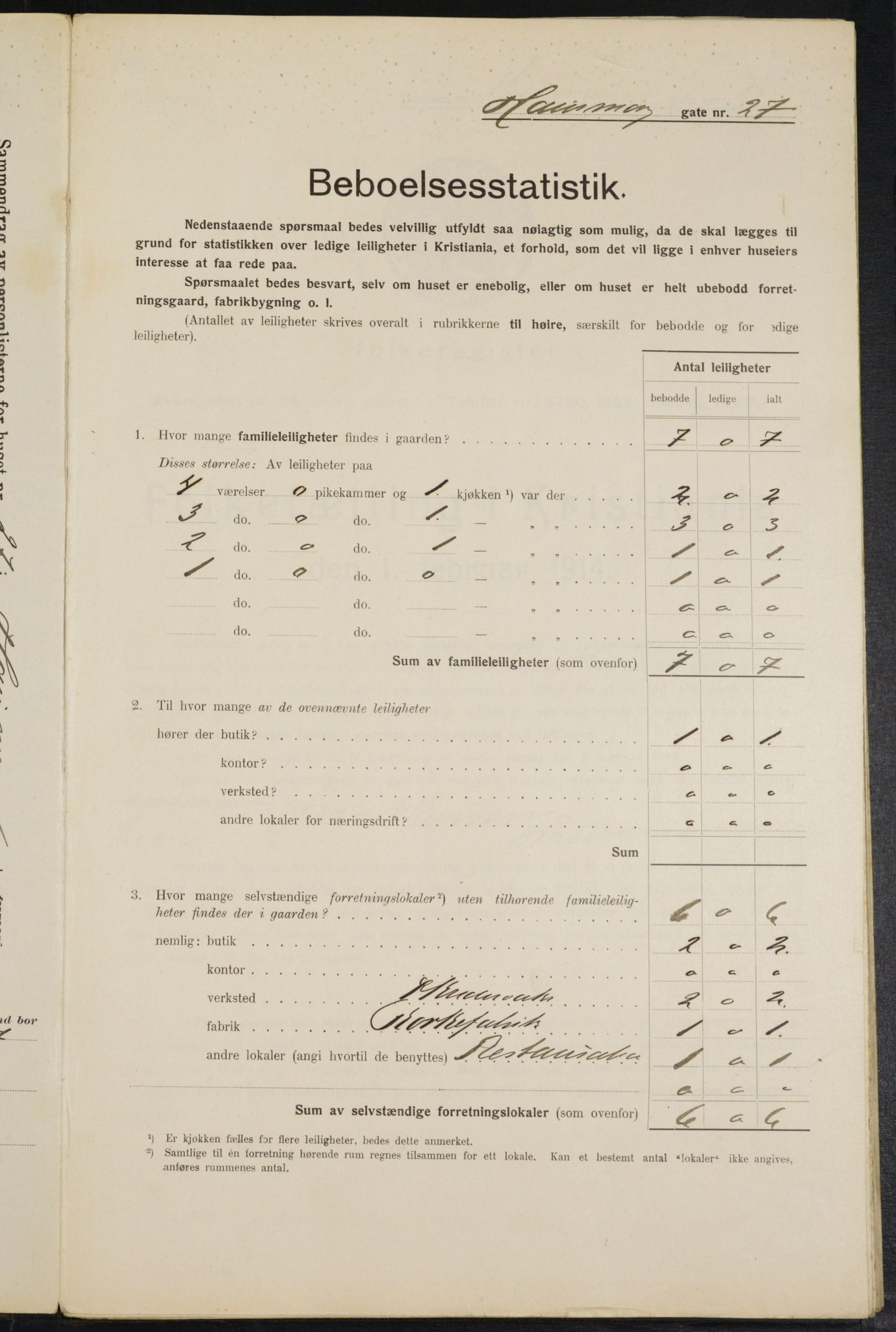 OBA, Municipal Census 1914 for Kristiania, 1914, p. 35258